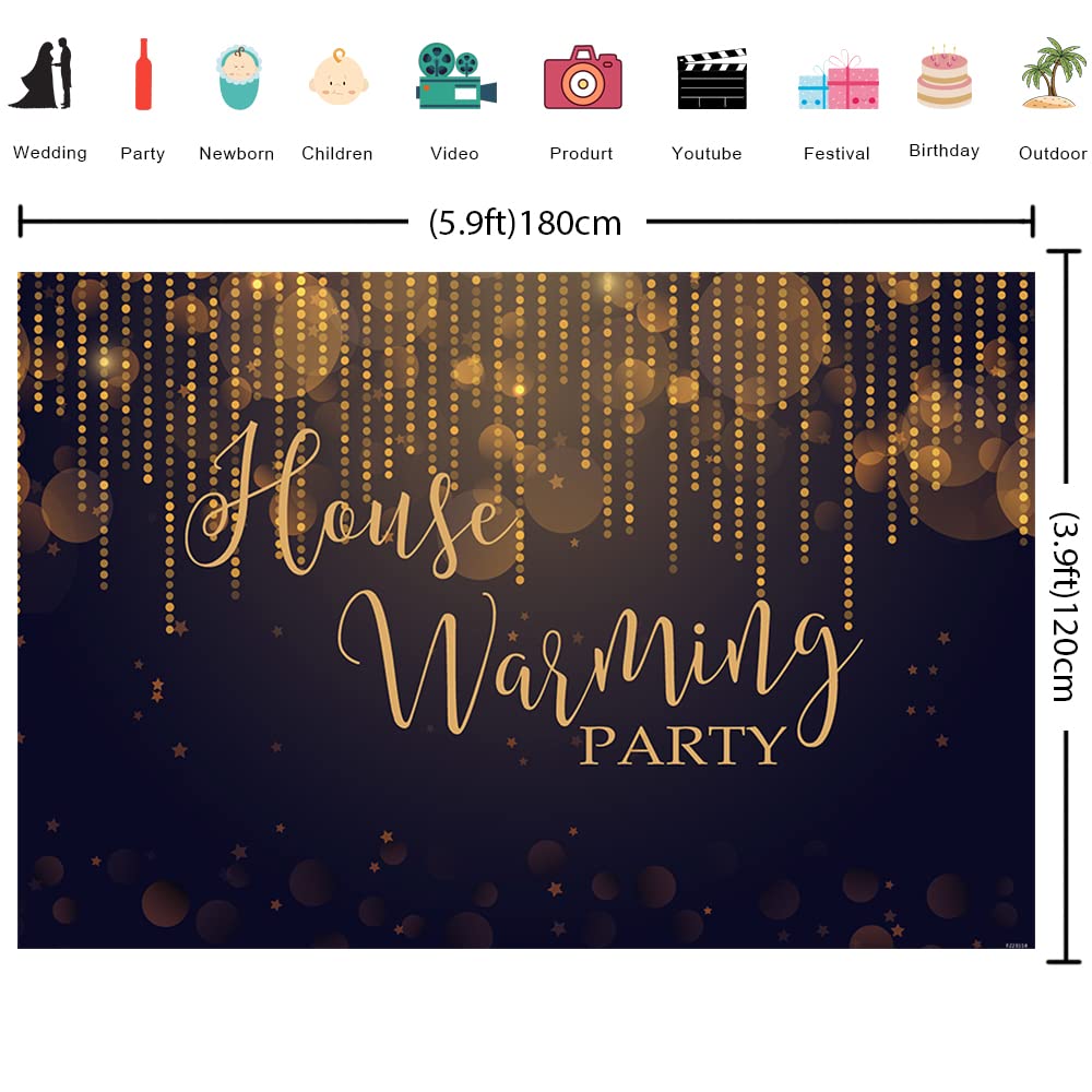 Black and Gold Bokeh Photography Backdrop - Elegant Housewarming Party Decor, Home Sweet Home Wall Hanging, New Home Gift Banner for Wedding, Baby Shower & Birthday Party Decorations