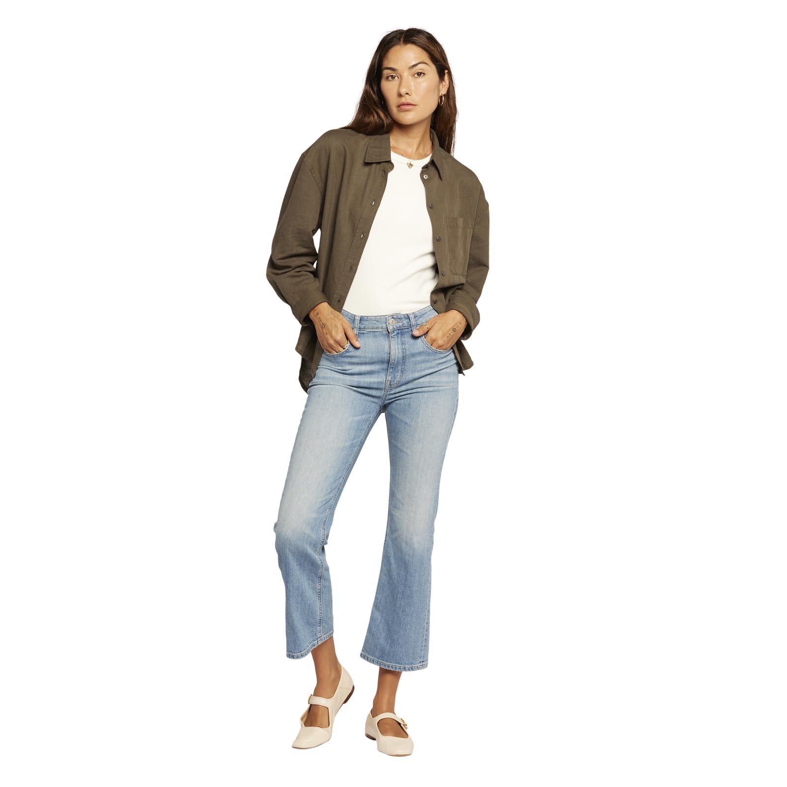 Current/Elliott Women's The Candid Long Sleeve Linen Shirt - Breathable Button Down Blouse for Women | Casual Office Wear & Summer Outfits