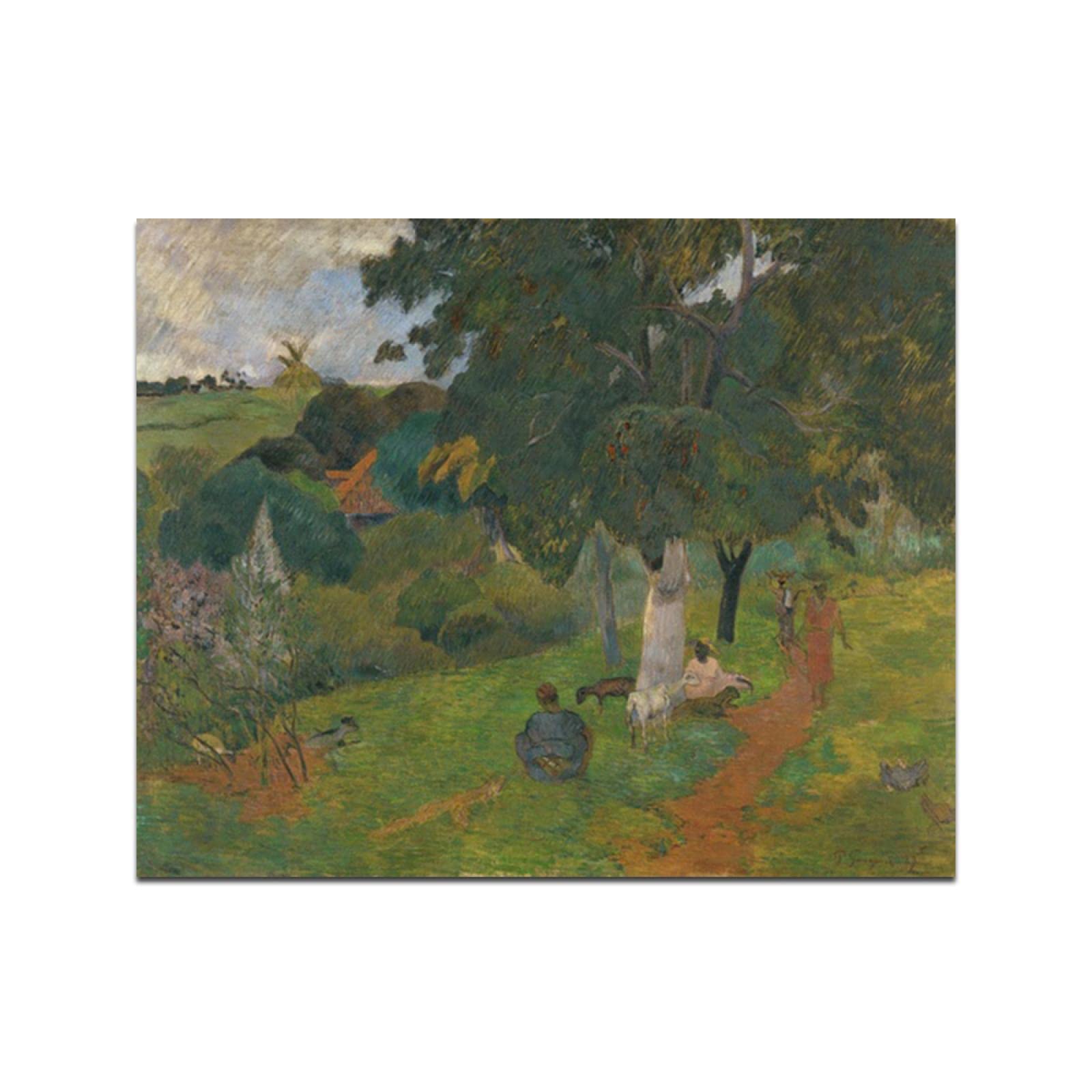 Paul Gauguin Martinique Oil Painting Reproduction - Premium Framed Canvas Wall Art Print 27.5x34.6 Inches - Tropical Home Decor for Living Room, Bedroom & Office