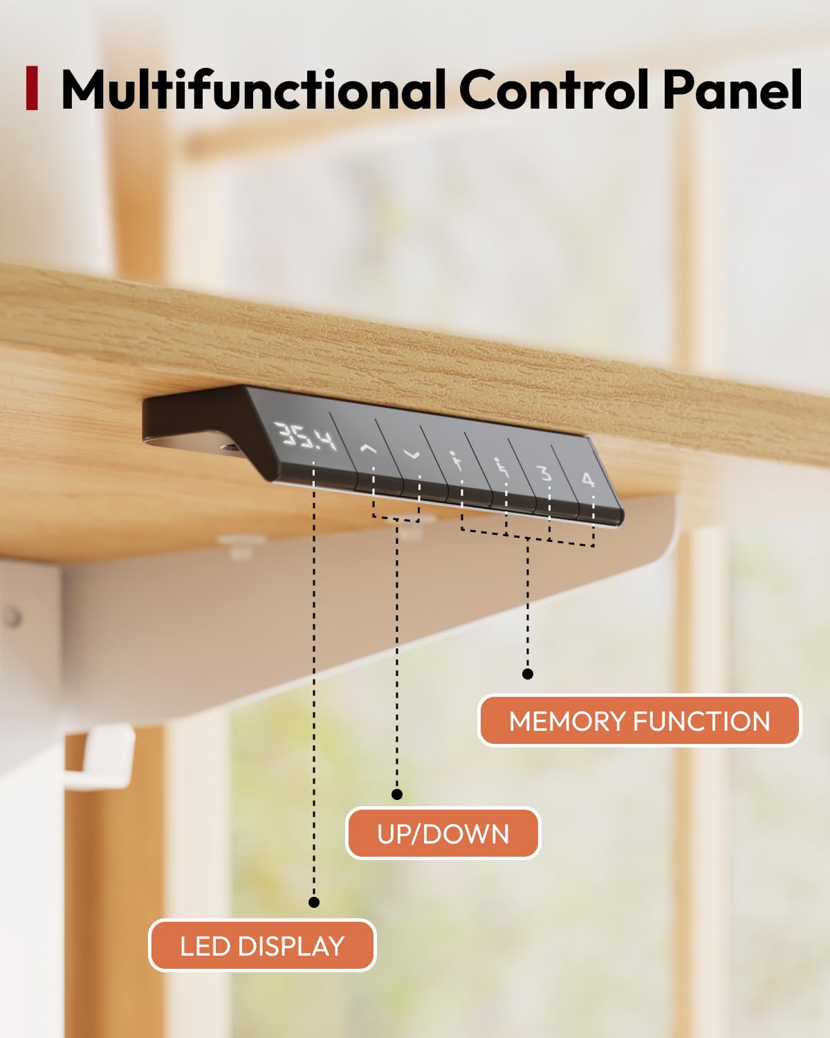SANODESK Electric Standing Desk 40x24 Inches - Height Adjustable Sit Stand Desk for Home Office with Splice Board, White Frame & Maple Top - Ergonomic Workspace Solution for Productivity & Comfort