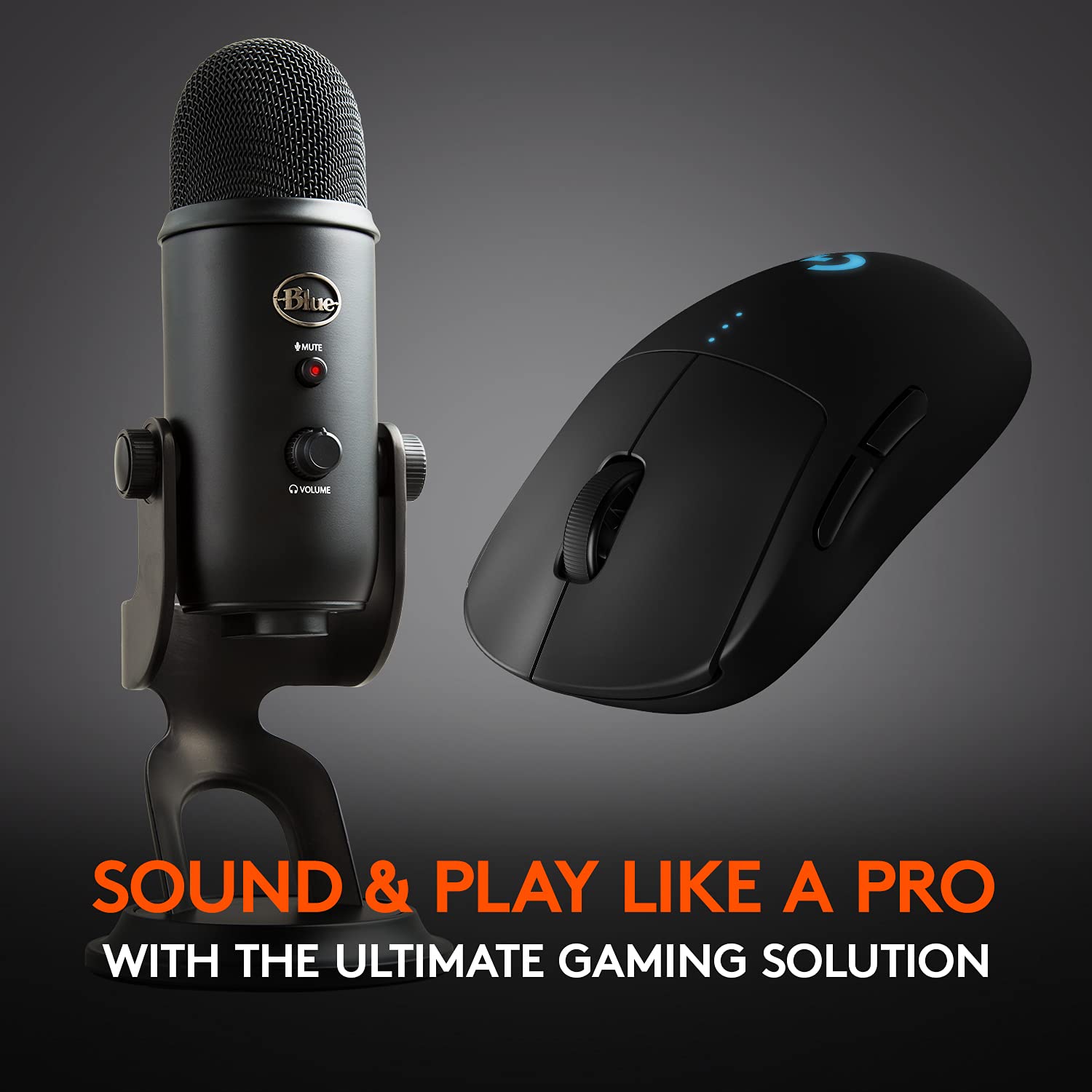 Logitech G Pro Wireless Gaming Mouse - Esports Performance, Blue Yeti USB Microphone with Blue VO!CE Effects (Blackout) - Perfect for Competitive Gaming, Streaming & Professional Esports