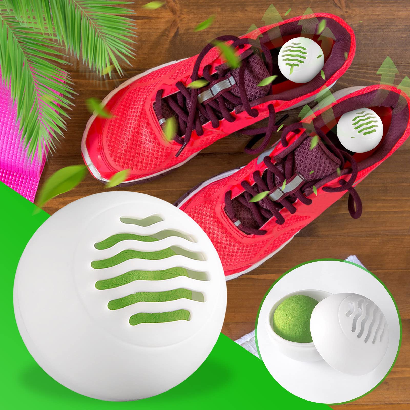 8-Pack Mini Shoe Deodorizer Balls - Natural Fruity Aroma for Shoes, Closets & Wardrobes | Eliminates Odor & Freshens Air | Perfect for Gym Bags, Sports Shoes & Storage Areas