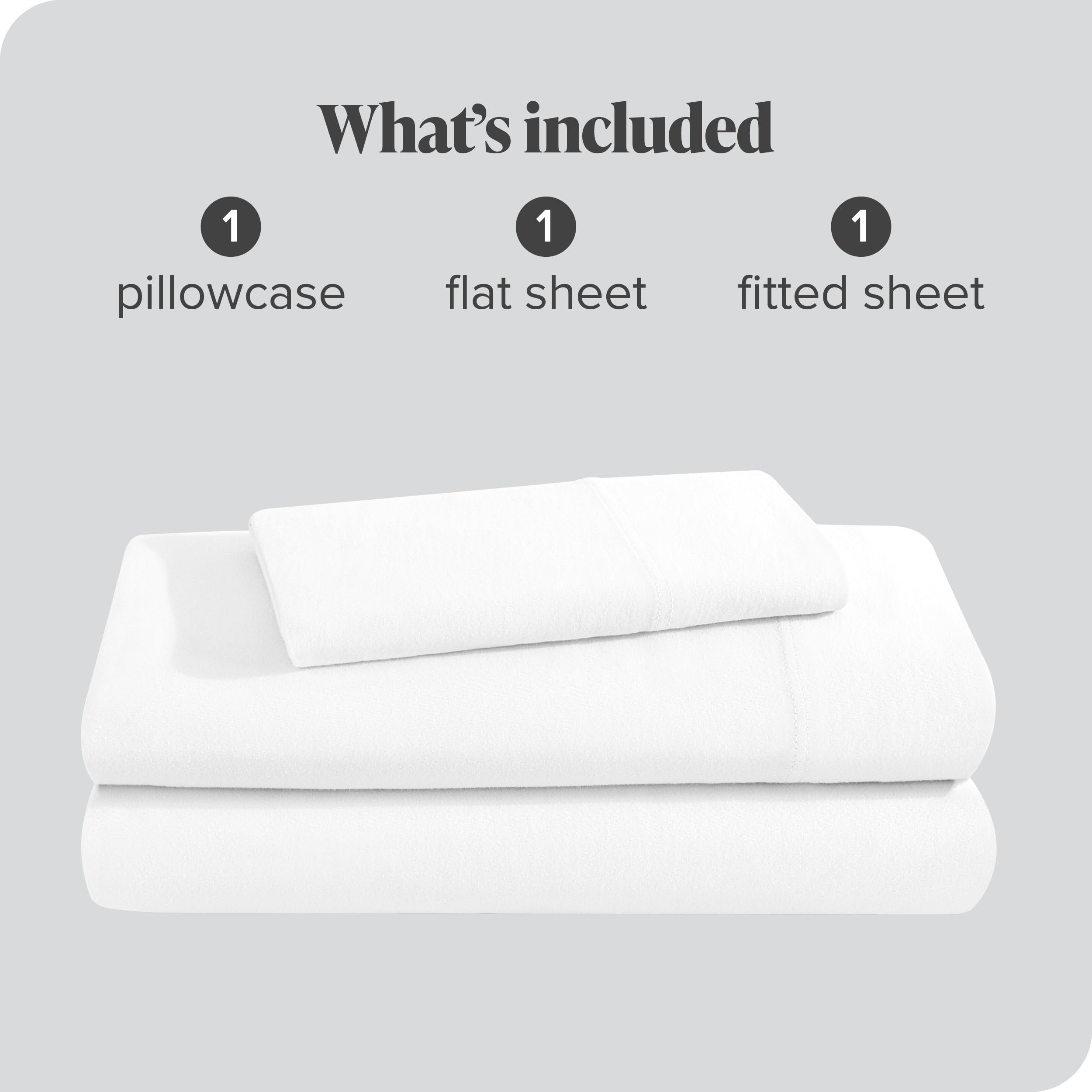Bare Home 100% Organic Cotton Jersey Sheet Set - Ultra Soft Breathable Bed Sheets with Deep Pockets & Pillowcases (Twin Size, White) - Perfect for Cozy Nights, Guest Rooms & Dorm Essentials