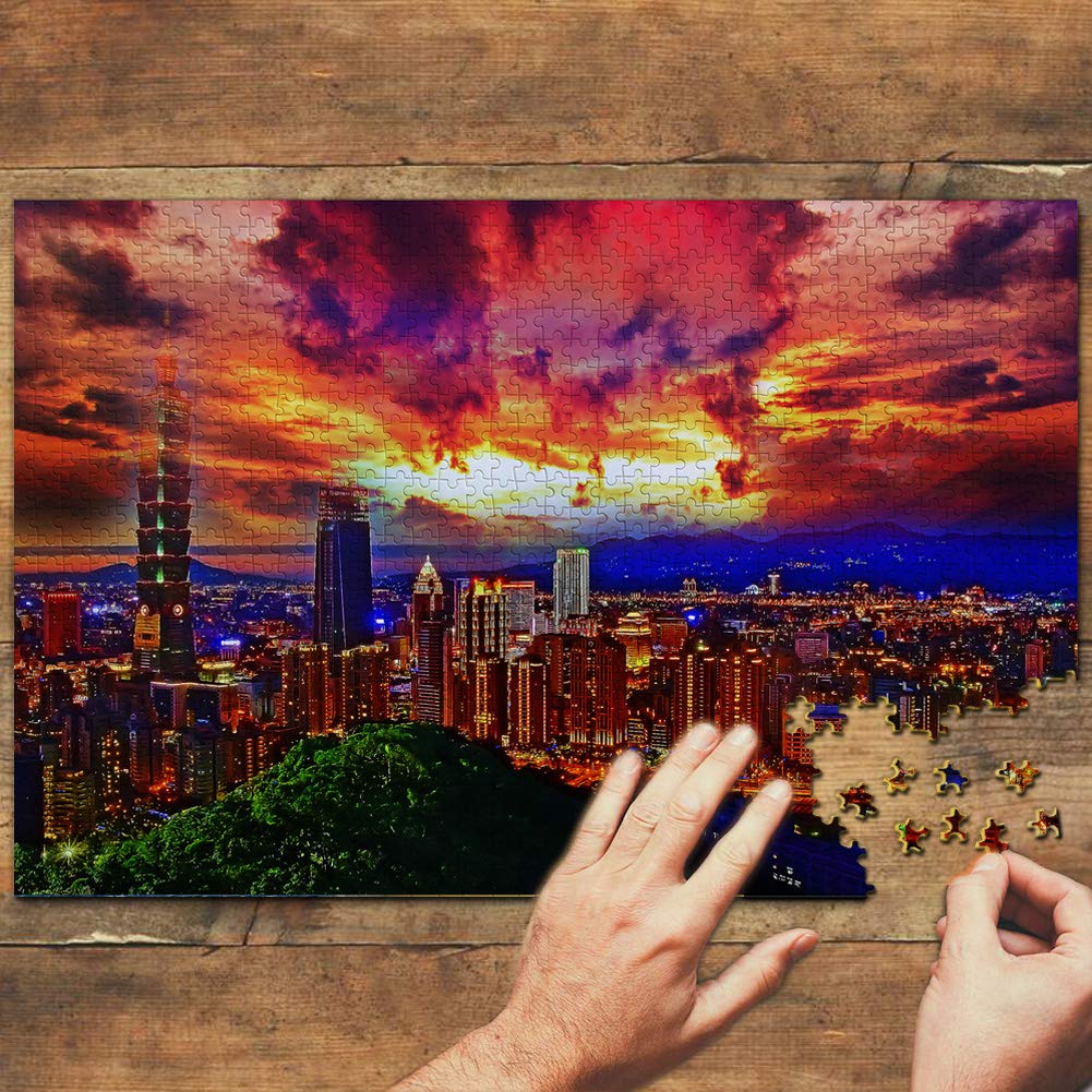 1000-Piece Taiwan Taipei Wooden Jigsaw Puzzle - Premium Travel Souvenir & Home Decor for Adults, Perfect for Relaxation, Gift Giving & Family Game Nights