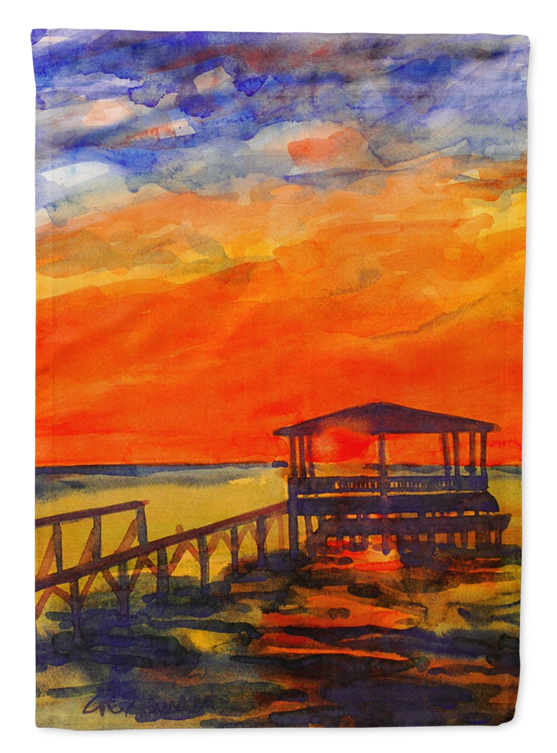 Sunset at the Dock Garden Flag - Decorative Outdoor Yard Banner for Mailbox, Patio & Flower Beds | Weather-Resistant Multicolor Garden Art | Perfect for Coastal, Lakeside & Backyard Decor