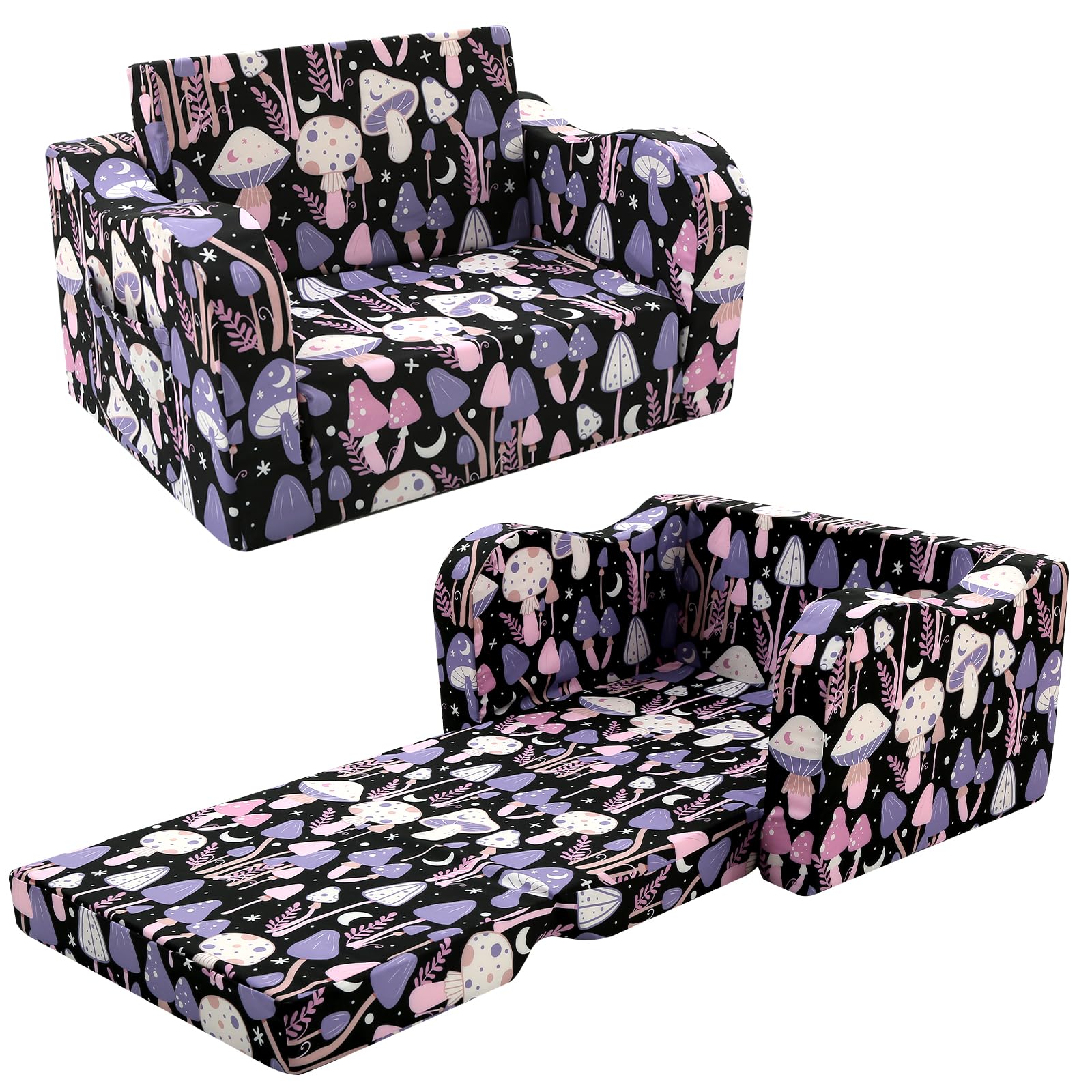 Foldable Kids Sofa Chair - 2-in-1 Convertible Toddler Couch & Bed for Boys & Girls Ages 1-3 | Soft Playroom Furniture for Reading, Napping & Playtime | Space-Saving Fold Out Design for Small Rooms