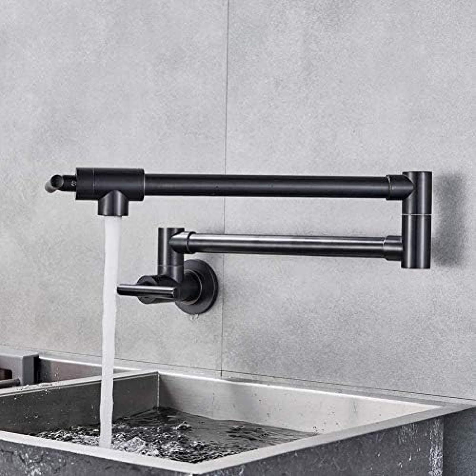CRJUS Black Bronze Pull-Out Kitchen Sink Faucet - Swivel Sprayer, Wall Mounted Hot & Cold Water Mixer Tap for Modern Kitchens & Bathrooms | Perfect for Washing Dishes, Food Prep & Hand Washing