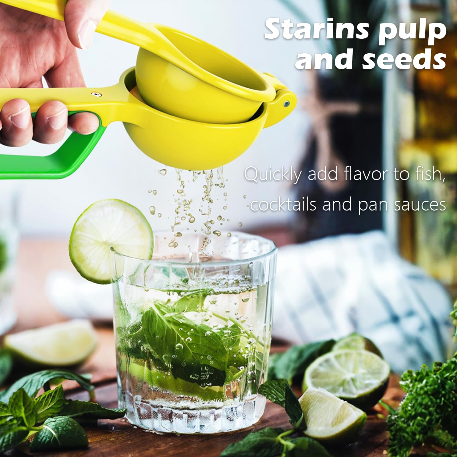Premium Aluminum Manual Lemon Squeezer - Handheld Citrus Juicer for Lime, Orange & Grapefruit - Dishwasher Safe Kitchen Tool (Bright Yellow) - Perfect for Cocktails, Baking & Healthy Juicing