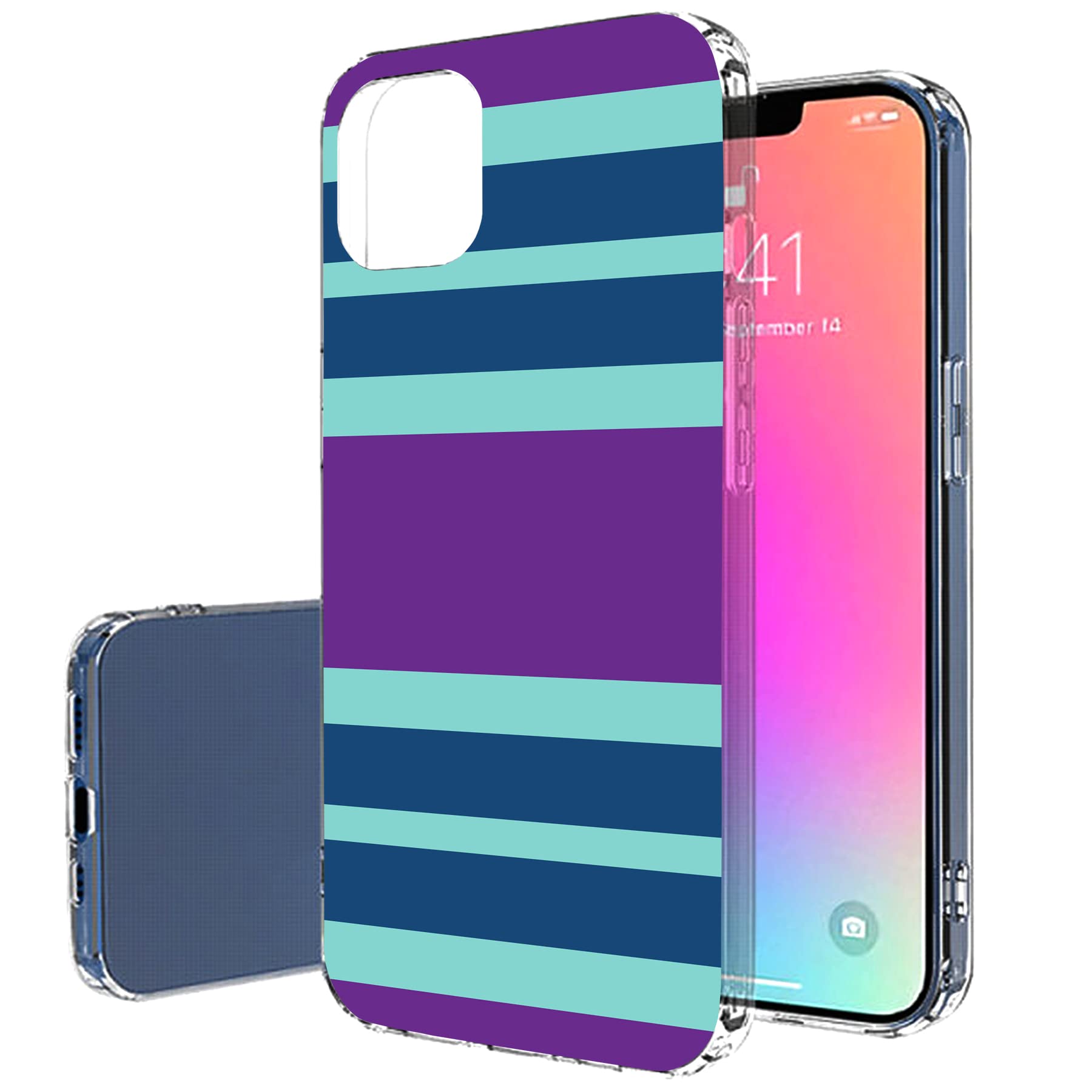 Slim TPU Gel Case for Apple iPhone 13 Pro - Lightweight Flexible Soft Anti-Scratch Phone Cover with Racing Stripe Design - Perfect for Everyday Use, Work, and Travel - Printed in USA
