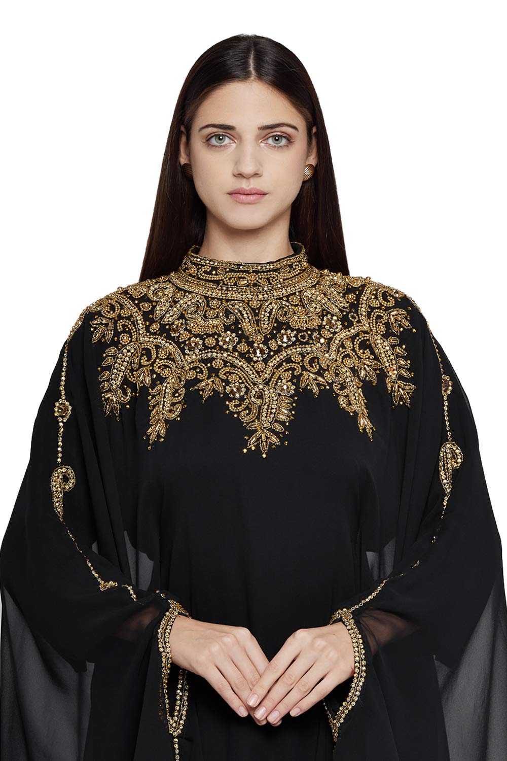 Elegant Women's Kaftan Farasha Long Sleeve Maxi Dress - Ethnic, Bridal, Evening & Party Wear with Free Scarf - Perfect for Weddings, Beach Vacations & Special Occasions