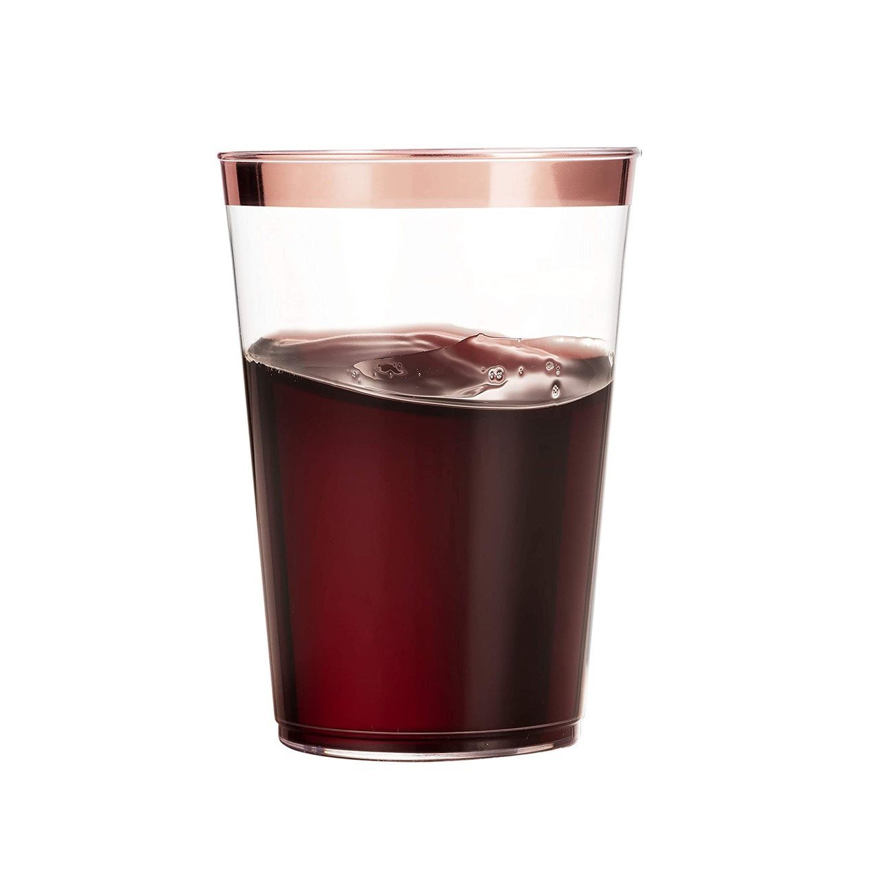 14 Oz Clear Plastic Tumblers with Rose Gold Rim - Reusable BPA-Free Drinking Cups for Iced Coffee, Smoothies & Cocktails - Perfect for Parties, Picnics & Home Use