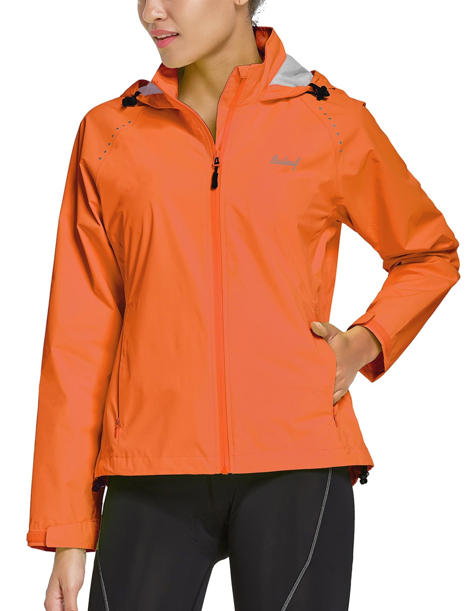 BALEAF Women's Waterproof Windbreaker Jacket - Lightweight Raincoat with Hood for Running, Cycling & Outdoor Activities | Reflective & Packable Design for Commuting & Hiking