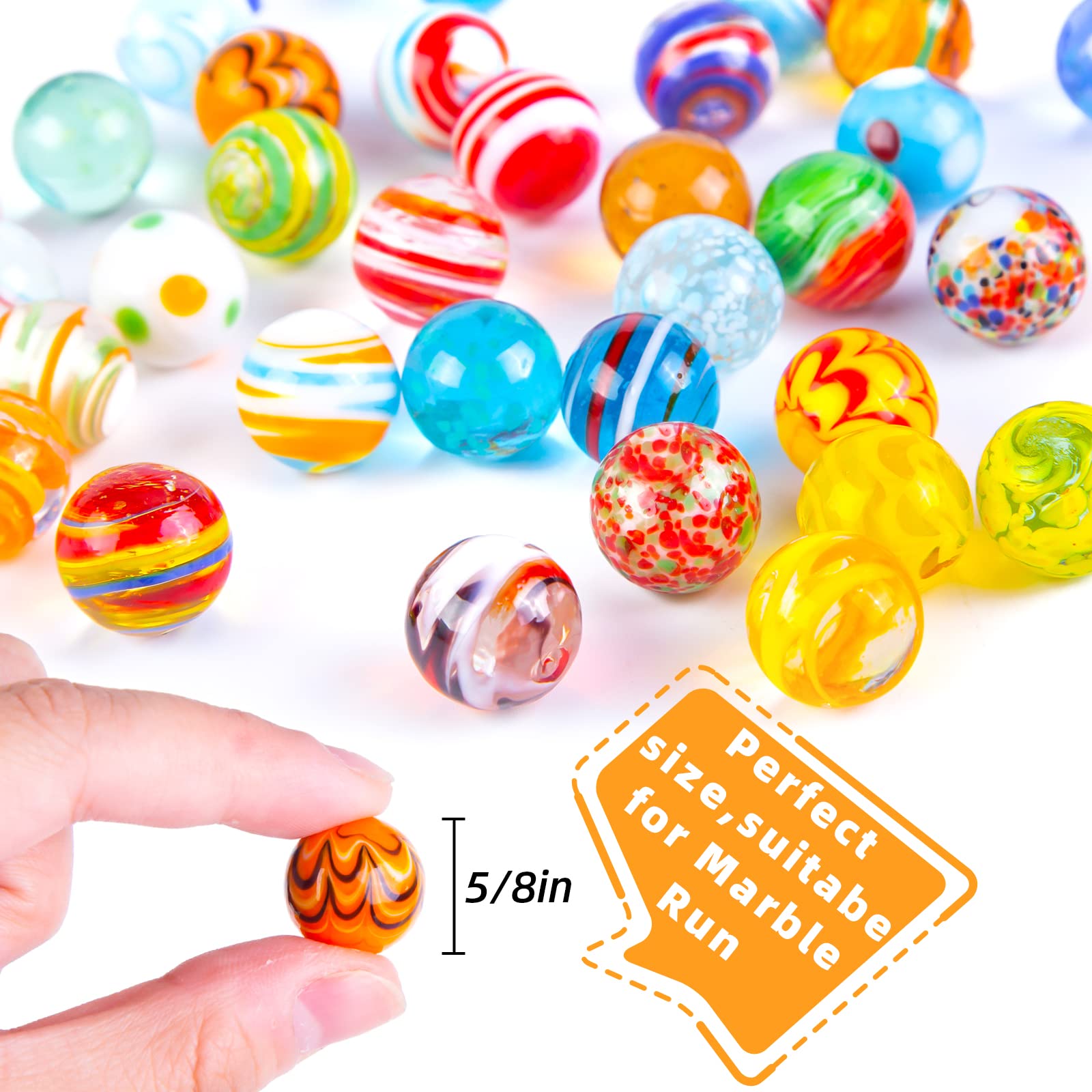 36PCS Glass Marbles Set for Kids with 5 Glow in The Dark Marbles - Fun Running Game Toy, Perfect Gift for Birthday & Party Games | Indoor & Outdoor Play, STEM Learning Activity