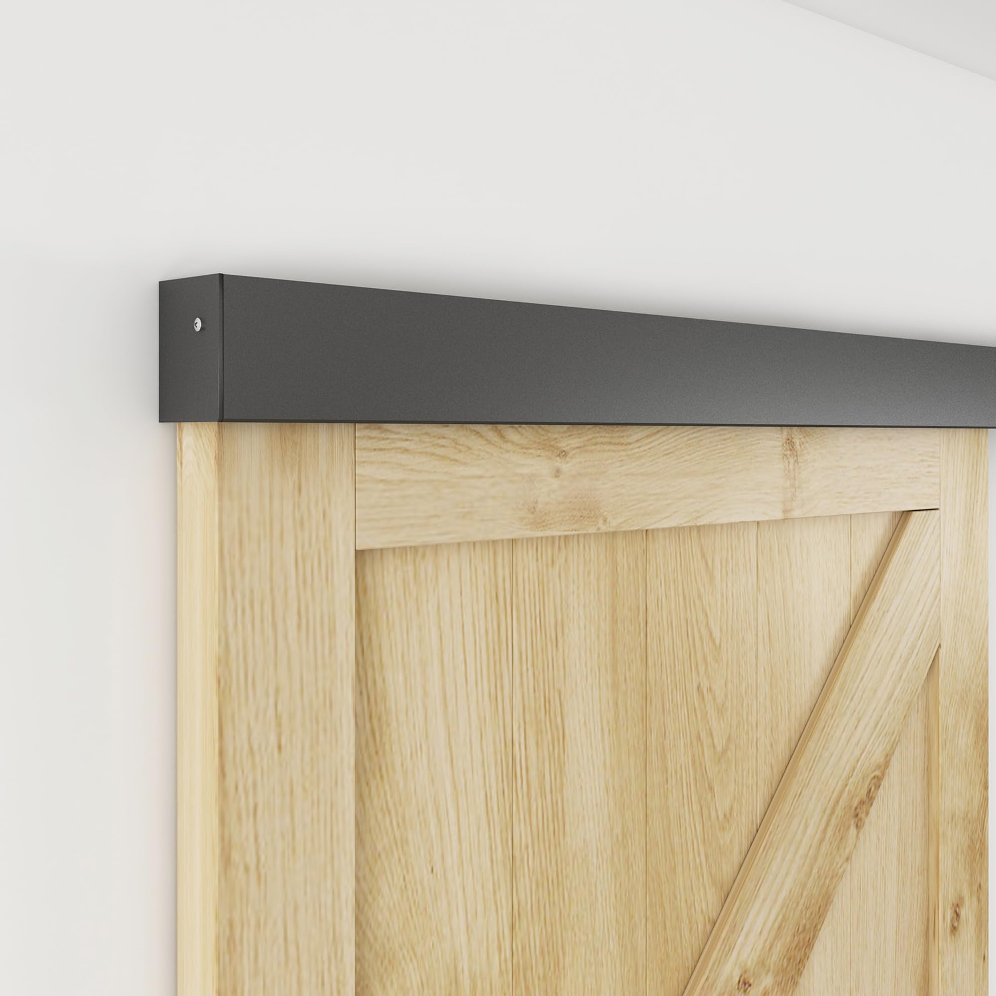 JUBEST 4FT Barn Door Sliding Hardware Track Kit - Heavy Duty Aluminum Alloy Box Rail System for Low Clearance Hidden Sliding Doors - Black Finish - Perfect for Bedroom, Closet, Pantry & Interior Door Installation