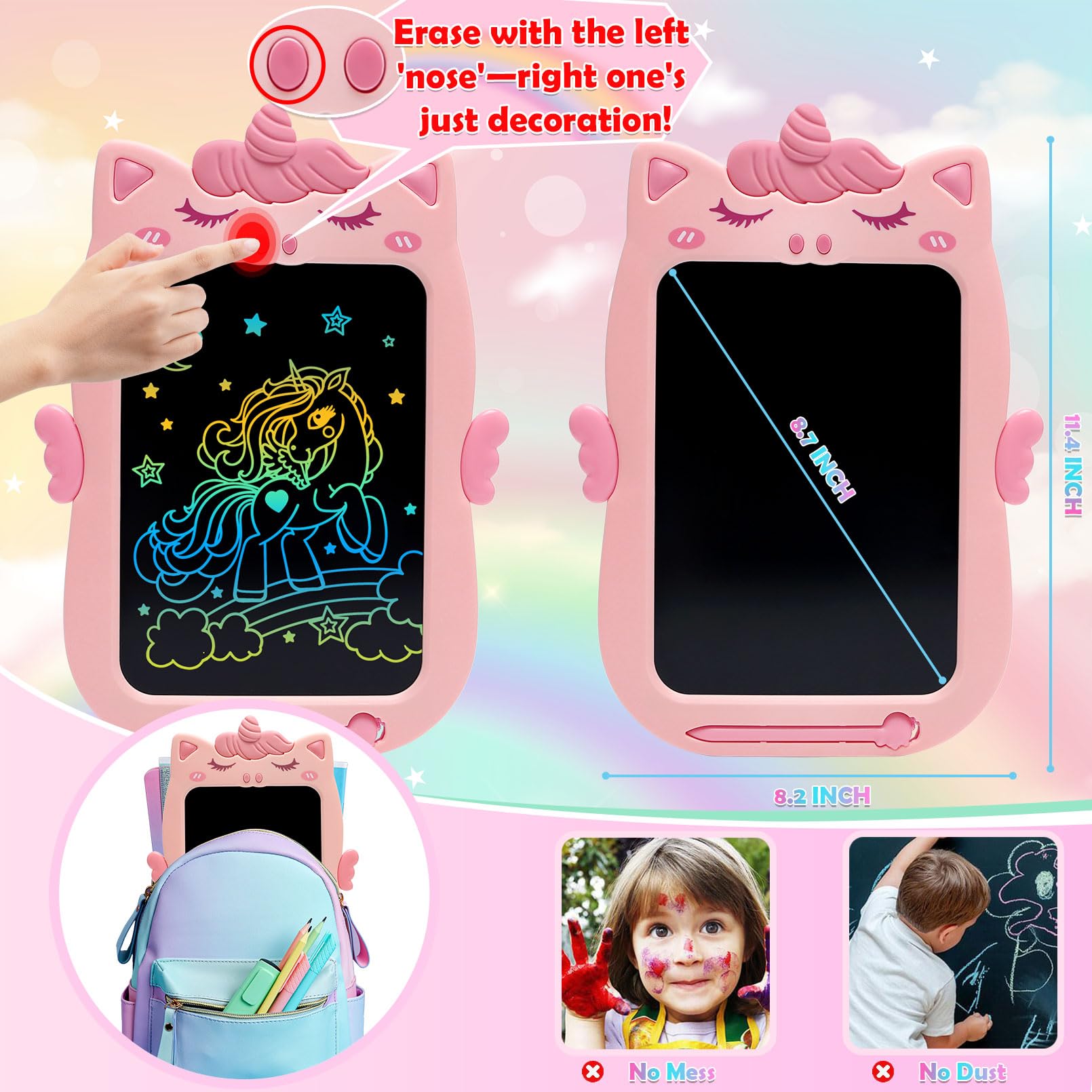 10IN LCD Writing Tablet for Kids - Educational Drawing Doodle Board for Toddlers Age 1-5 | Perfect Christmas & Birthday Gift for 1-3 Year Old Girls | Portable Learning Toy for Home, Travel & Classroom Use