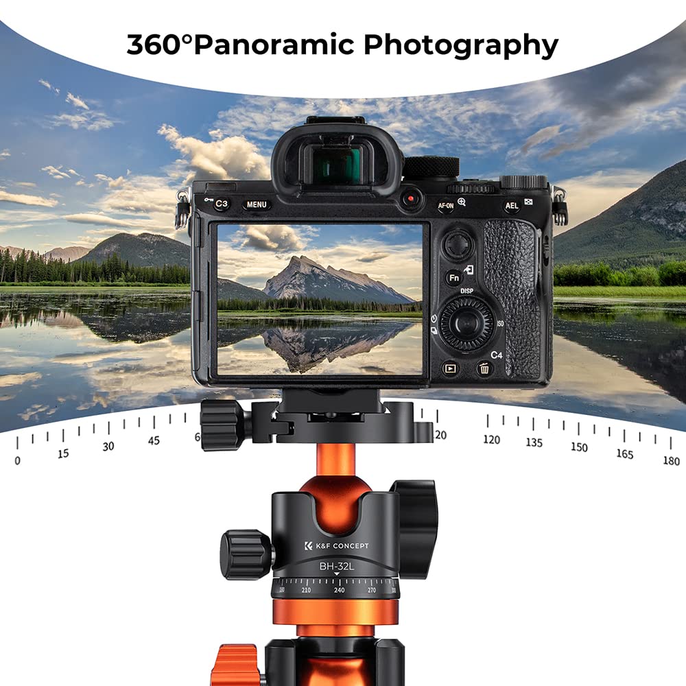 K&F Concept 32mm Metal Tripod Ball Head with 360° Panoramic Rotation - 1/4