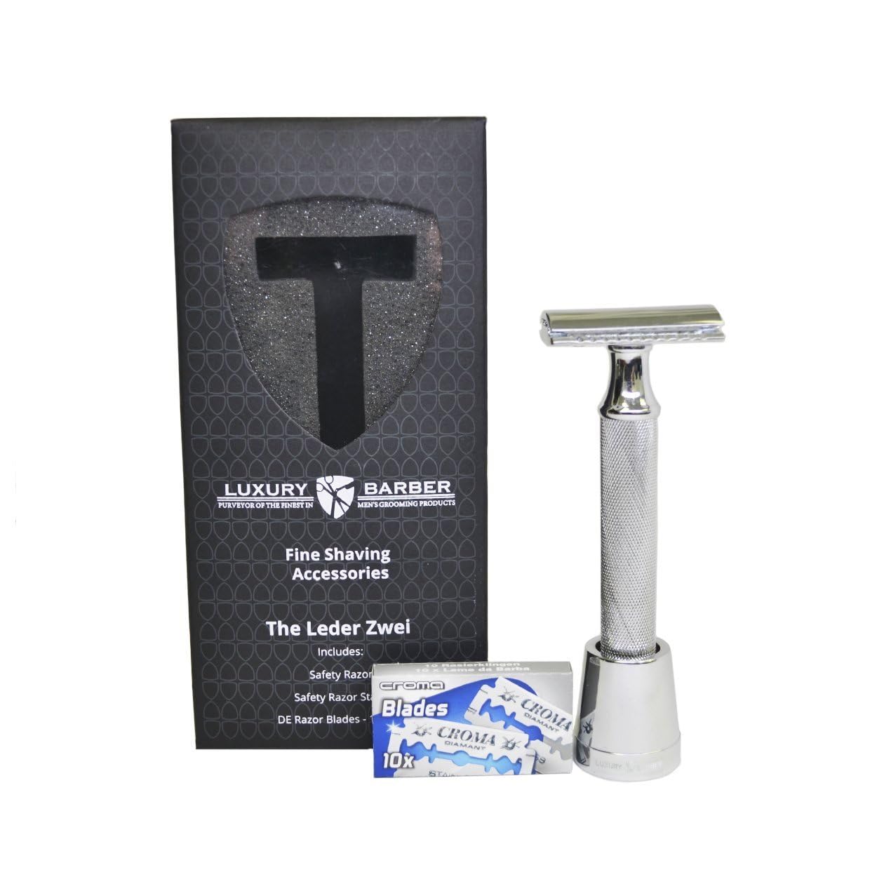 Premium Leather Razor & Refreshing Body Wipes Set - Men's Grooming Kit for Travel, Gym & Daily Hygiene Essentials