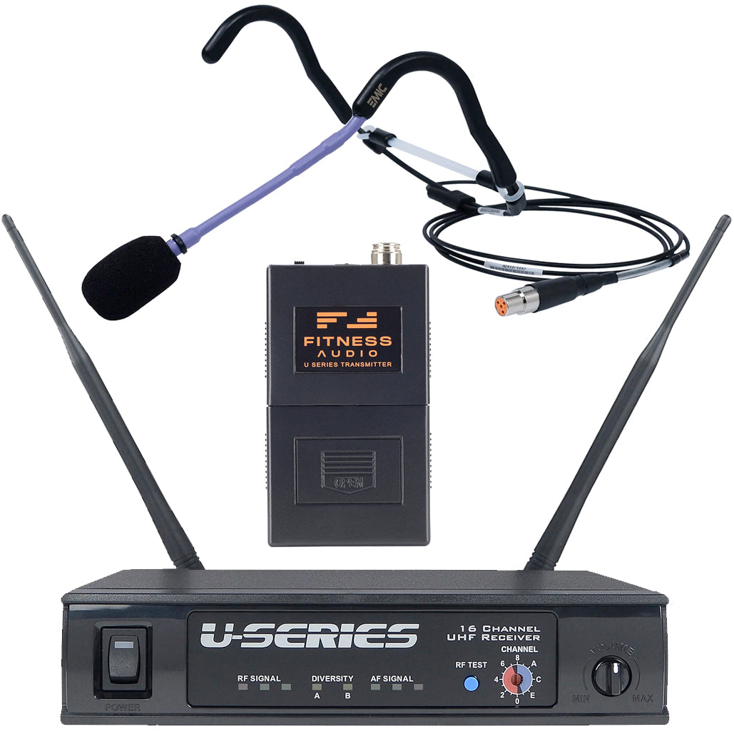 Fitness Audio U Series System with E-Mic Headset Microphone - Wireless Workout Headphones for Gym, Running & Home Exercise