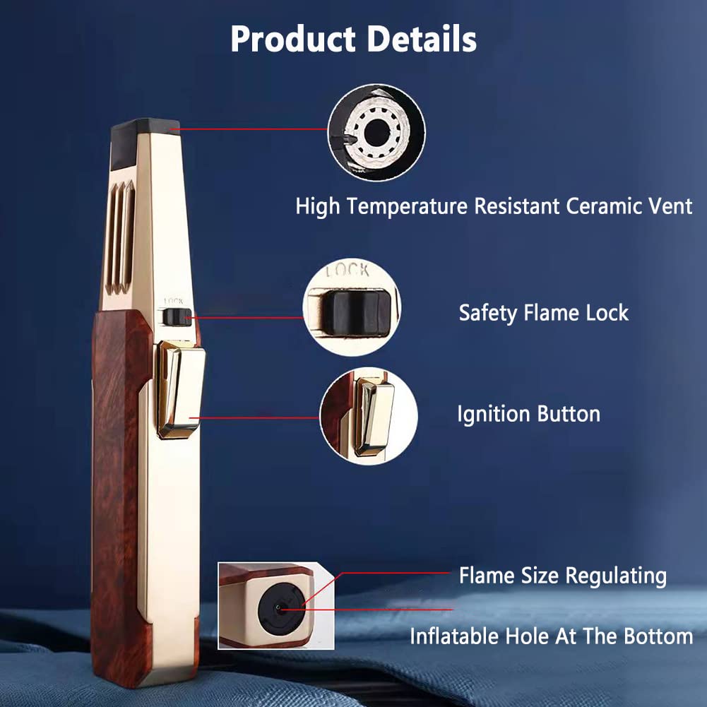 Butane Torch Lighter - Windproof Refillable Adjustable Jet Flame Lighter for Kitchen, Candle Lighting, Camping, BBQ & Grill (Gas Not Included) - Perfect for Cooking, Soldering, DIY Projects & Outdoor Adventures (Skull Design)