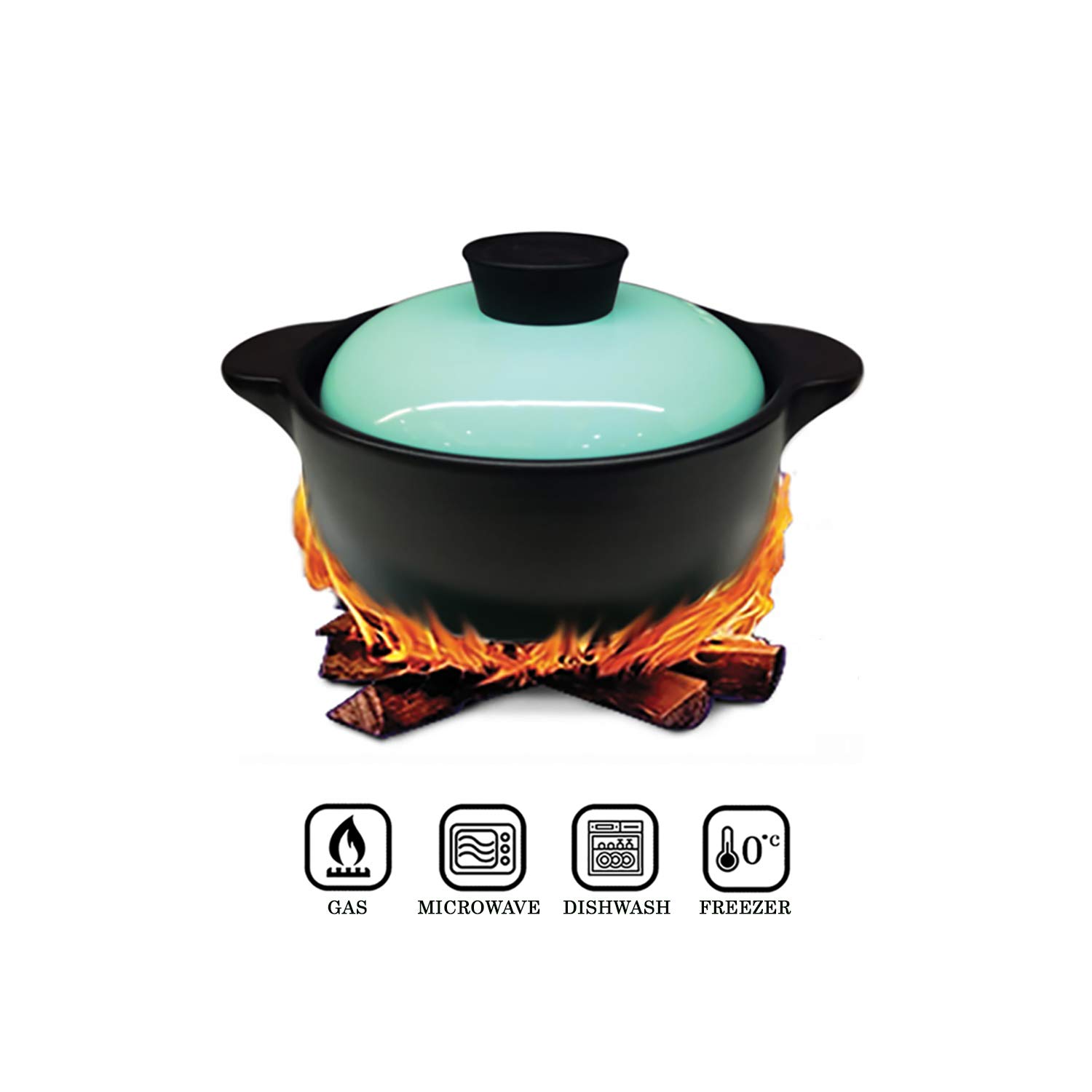 Heat Resistant Fine Porcelain Casserole Pot - 1000ml Blue Ceramic Dutch Oven for Baking, Stewing & Serving - Perfect for Soups, Stews & Family Dinners