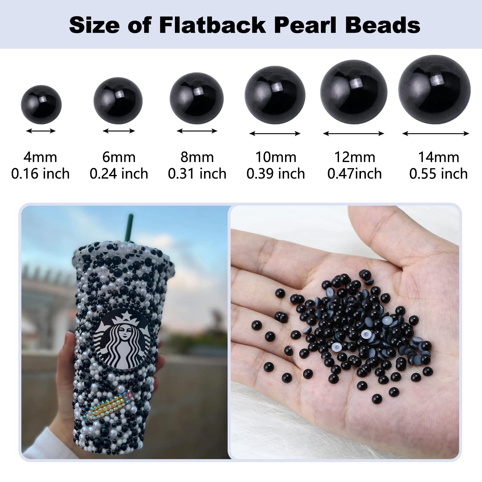 1500PCS 4mm Flatback Half Pearls for DIY Crafts, Jewelry Making, Scrapbooking, Nail Art & Crocs Shoe Decoration - Black Imitation Loose Pearl Beads for Embellishment (Perfect for Wedding Invitations, Card Making & Fashion Accessories)