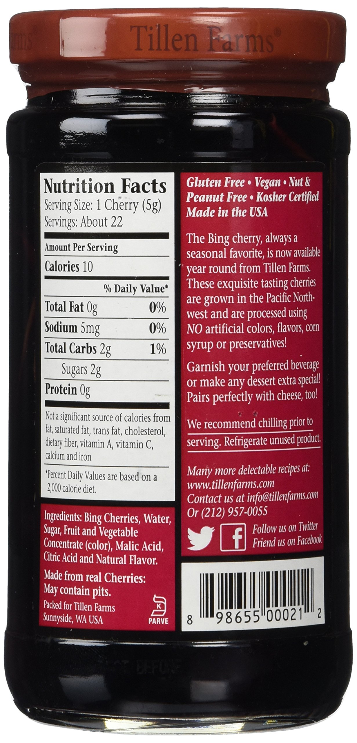 Tillen Farms Bada Bing Cherries - 13.5 Ounce (Pack of 6) | Sweet Dark Red Cocktail Cherries for Cocktails, Desserts & Baking | Perfect for Old Fashioned, Manhattans & Ice Cream Toppings