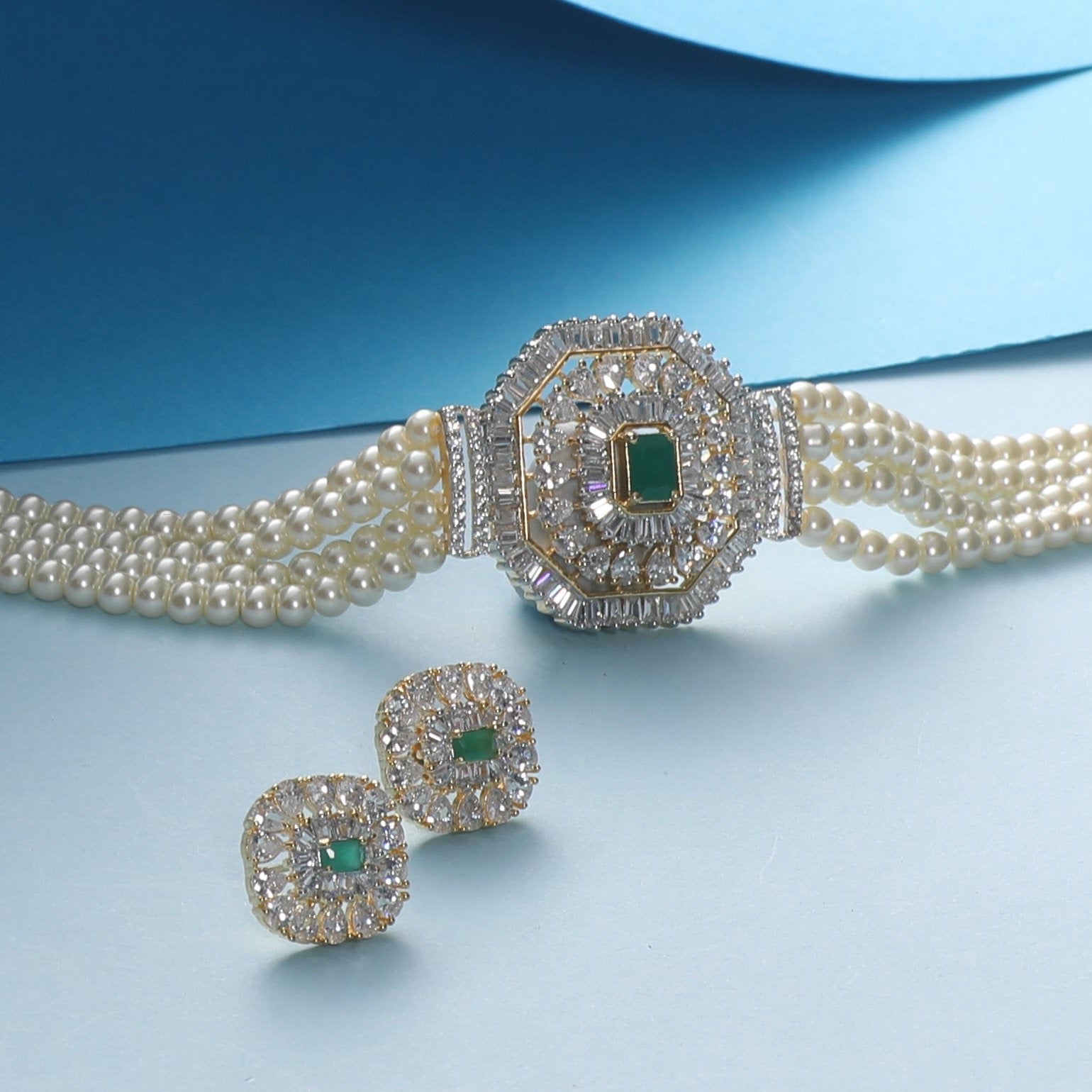 Cyne Nakshatra CZ Choker Necklace Set - Elegant Cubic Zirconia Jewelry for Women, Perfect for Parties, Weddings & Special Occasions