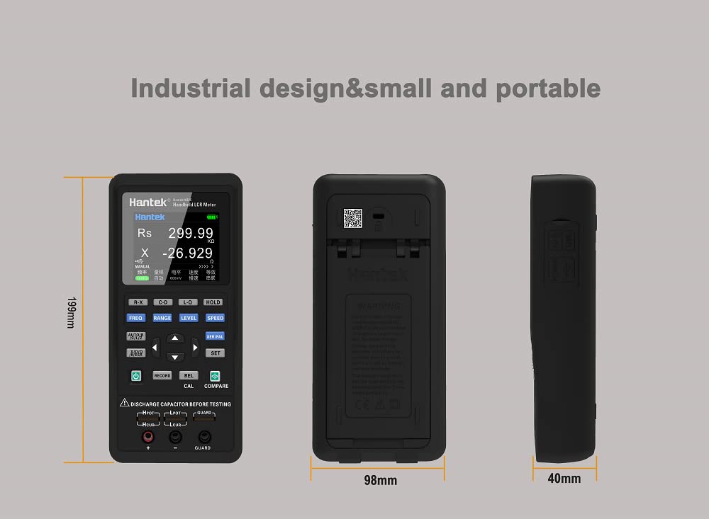 Hantek 1832C Digital LCR Meter - Handheld Portable Inductance, Capacitance & Resistance Tester for Electronics Repair, DIY Projects & Component Testing (1832C Model) - Perfect for Engineers, Technicians & Hobbyists