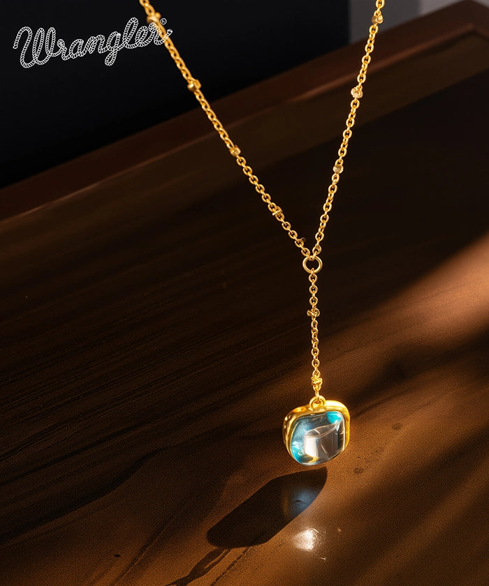 Wrangler Gold Plated Minimalist Pendant Necklace & Earrings Set for Women - Elegant Jewelry Gift for Birthday, Anniversary & Everyday Wear