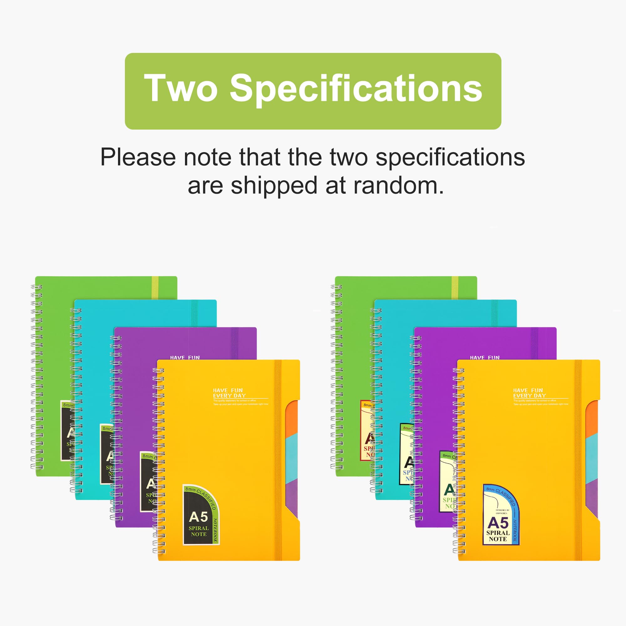 CAGIE 5x7 Spiral Notebook 4-Pack - College Ruled Lined Notebooks for School, Office & Journaling - 320 Sheets Total - 4 Subject Hardcover Small Notebook with 8 Multicolor Stickers (Yellow, Green, Blue, Purple) - Perfect for Students, Professionals & Creative Writing