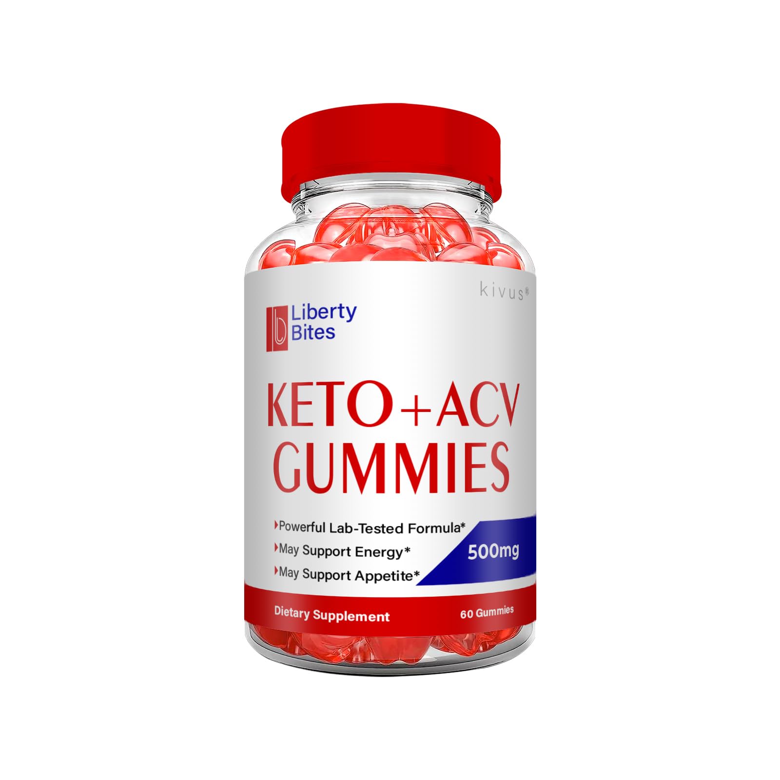 Kivus LibertyBites Keto & Apple Cider Vinegar Gummies - 60 Count | Sugar-Free Ketogenic Supplement for Weight Management & Digestive Health - Perfect for Low-Carb Diet & Wellness Routine