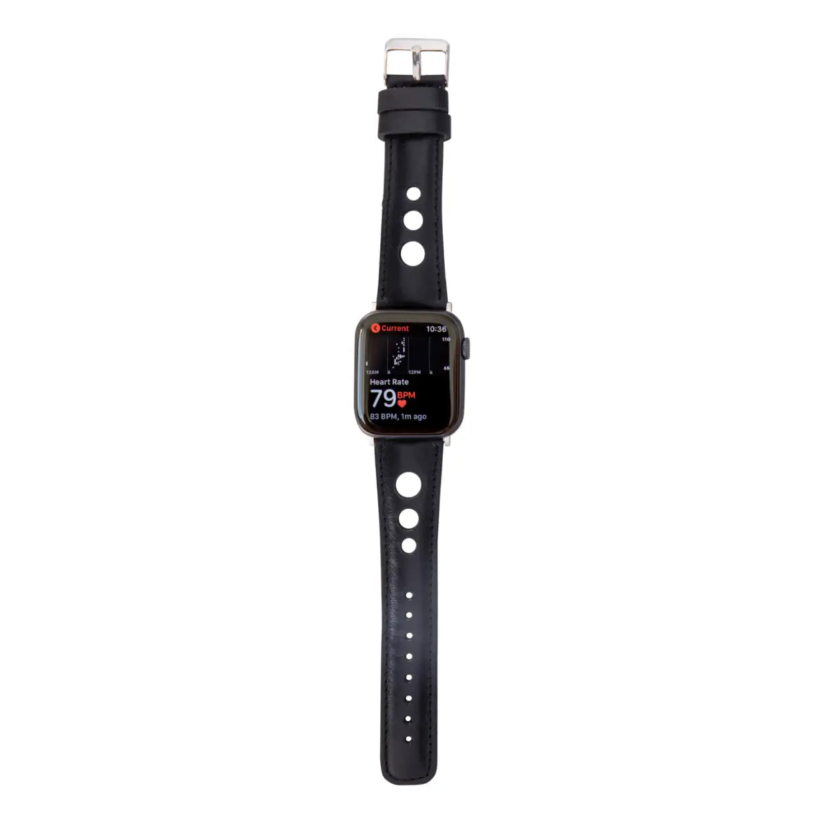Premium Black Leather Rally Strap for Apple Watch - Durable, Comfortable & Stylish Band for Workouts, Running & Everyday Wear