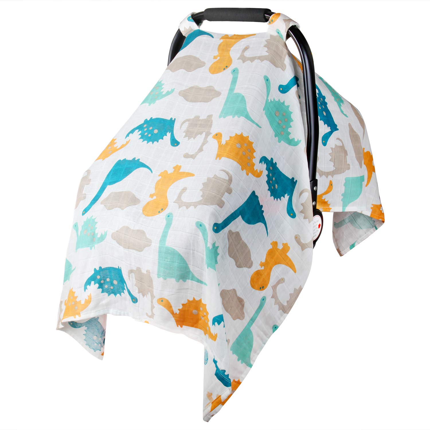 Muslin Baby Car Seat Cover for Boys & Girls - Lightweight Breathable Infant Car Seat Canopy & Stroller Cover - Perfect for Summer, Spring & Fall - Large 47.2