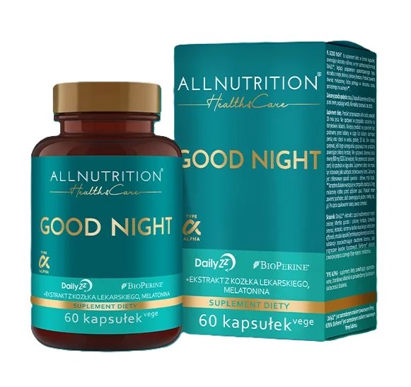 Allnutrition Health & Care Good Night Sleep Aid - 60 Vegan Capsules for Insomnia Relief & Restful Sleep - Natural Melatonin Supplement for Adults