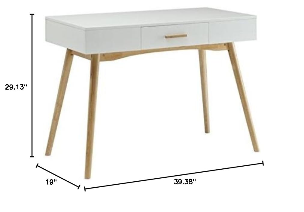 Allora 1-Drawer White Rectangular Wooden Home Office Desk - Perfect for Small Spaces, Study Rooms & Remote Workstations