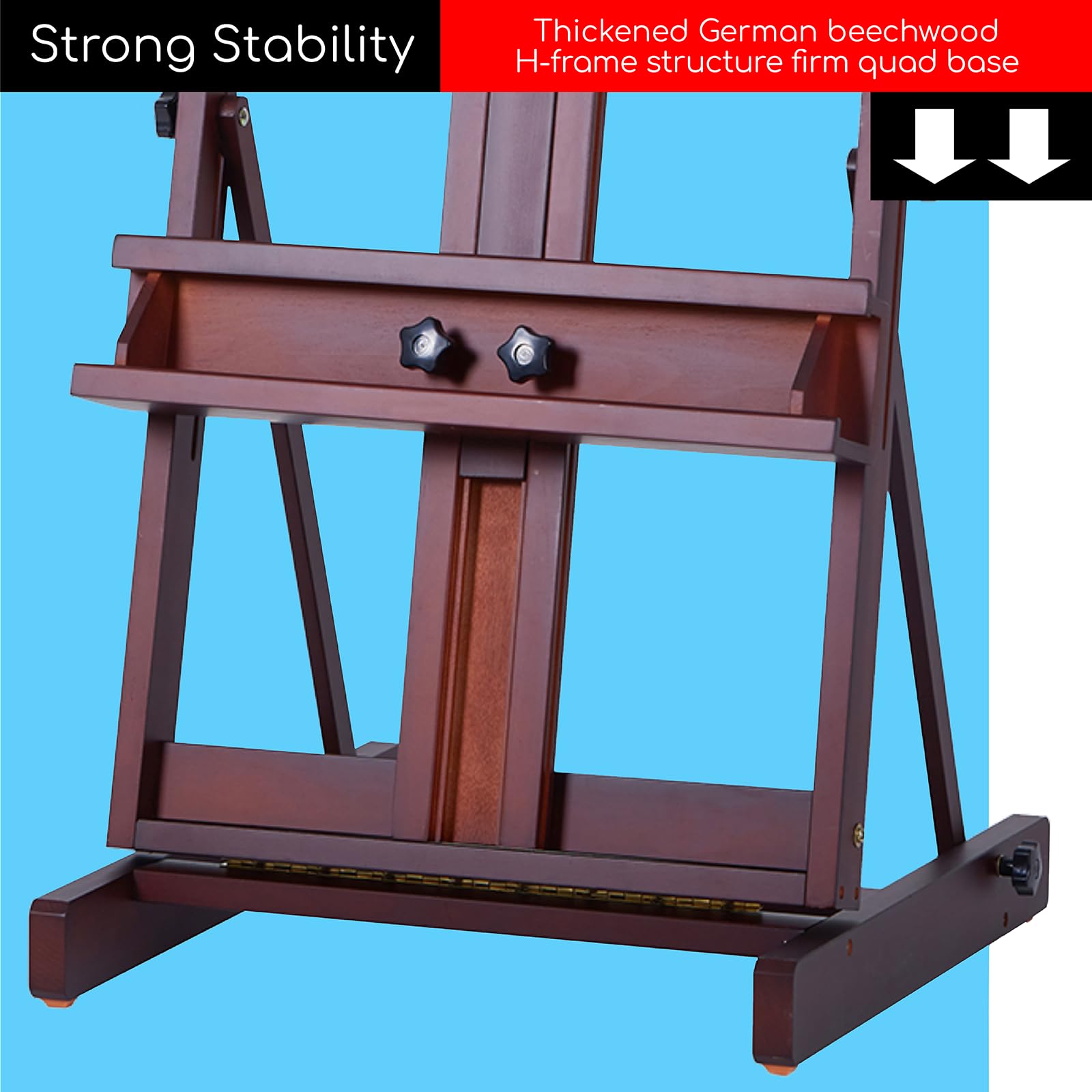 Professional MEEDEN Beech Wood H-Frame Studio Easel Stand - Adjustable Height 53