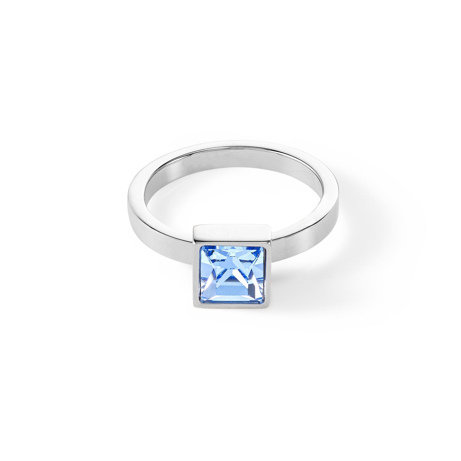 Stunning Square Big Ring in Silver with Light Blue Accents - Perfect for Weddings, Parties & Everyday Elegance
