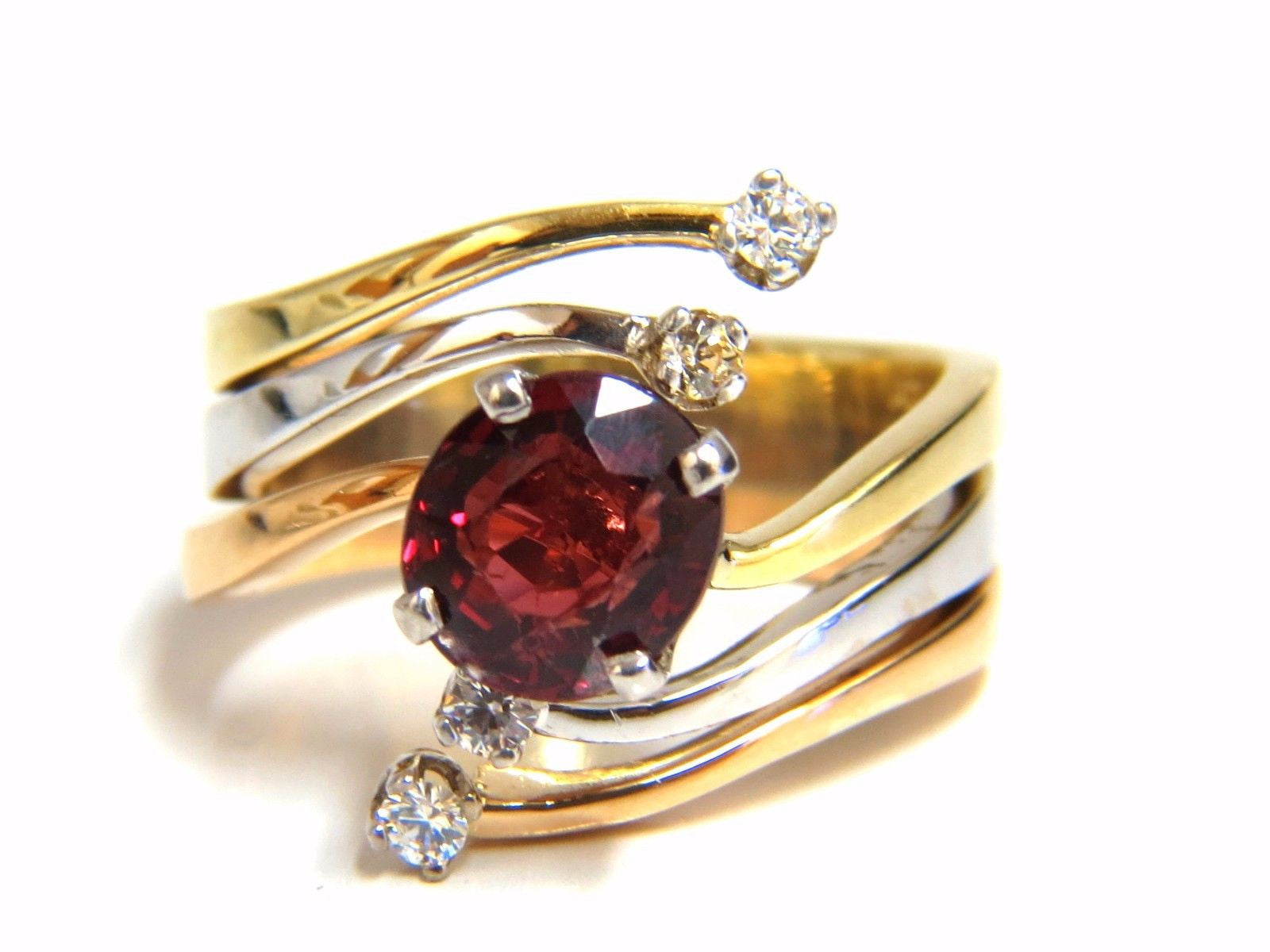 2.00ct Natural Blood Red Orange Spinel Diamond Bypass Ring in 14kt White Gold - Elegant Engagement, Wedding, or Anniversary Gift for Women