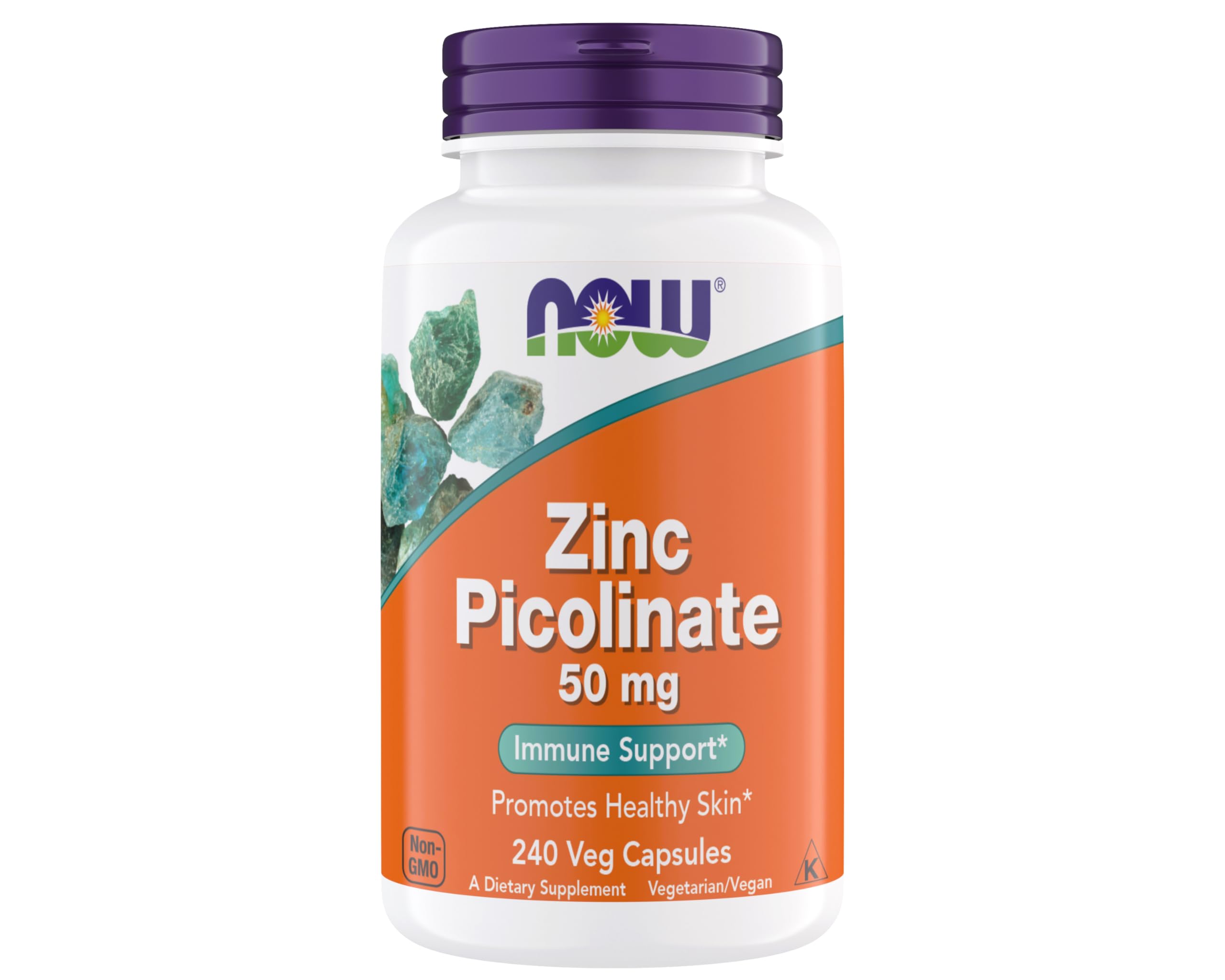NOW Supplements Zinc Picolinate 50mg - 240 Vegetarian Capsules | Immune System Support, Enzyme Function Aid | Vegan, Non-GMO, Kosher Certified | Daily Wellness Supplement for Adults & Seniors