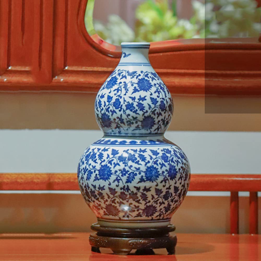 Lucky Blossom Blue and White Porcelain Vase - Chinese Style Ceramic Flower Vase for Home Decor, Wedding Centerpiece, Tabletop Display | Elegant Floral Arrangement Vase for Living Room, Dining Table & Special Events