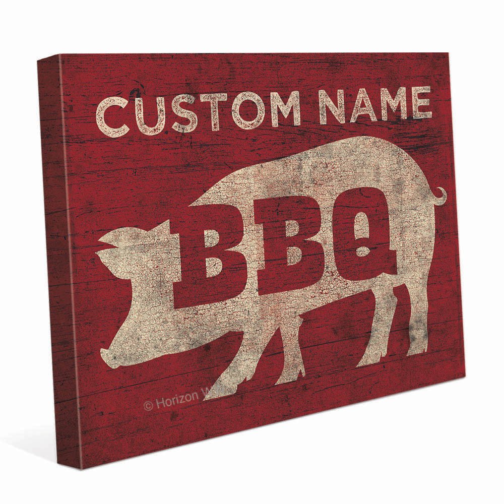 Personalized BBQ Pig Name Wall Art Print - Custom Home Decor for Kitchen, Dining Room & Outdoor BBQ Party