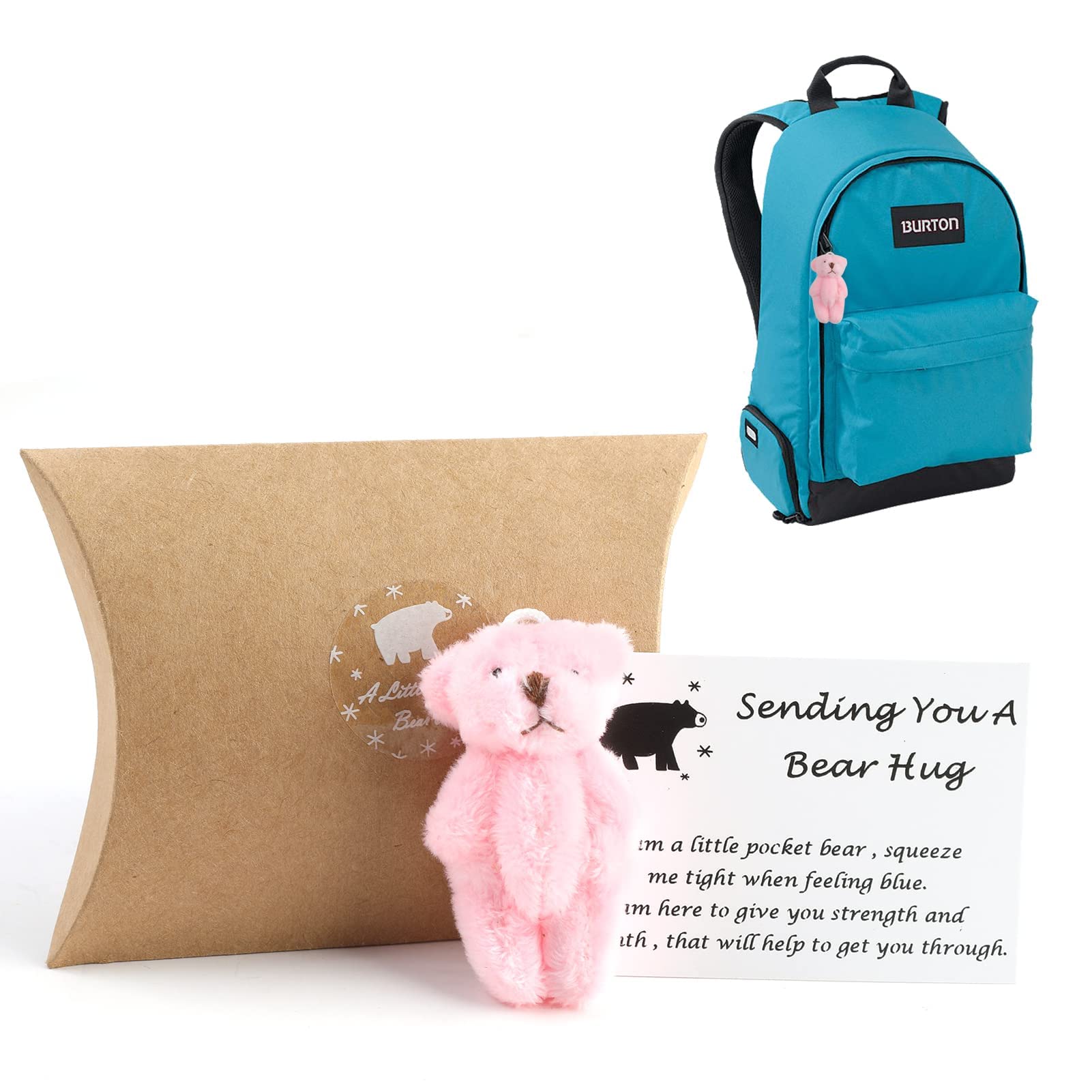 Little Pocket Bear Hug - Mini Plush Worry Bear Token for Comfort & Cheer | Get Well Soon & Thinking of You Gift for Women, Kids, Loved Ones | Perfect for Long Distance Relationships, Hospital Visits & Emotional Support (Pink)