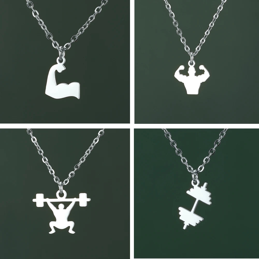 Stainless Steel Dumbbell Necklace for Men - Weightlifting & Gym Jewelry Gift for Bodybuilders & Fitness Enthusiasts | Perfect for Workouts, Sports & Casual Wear