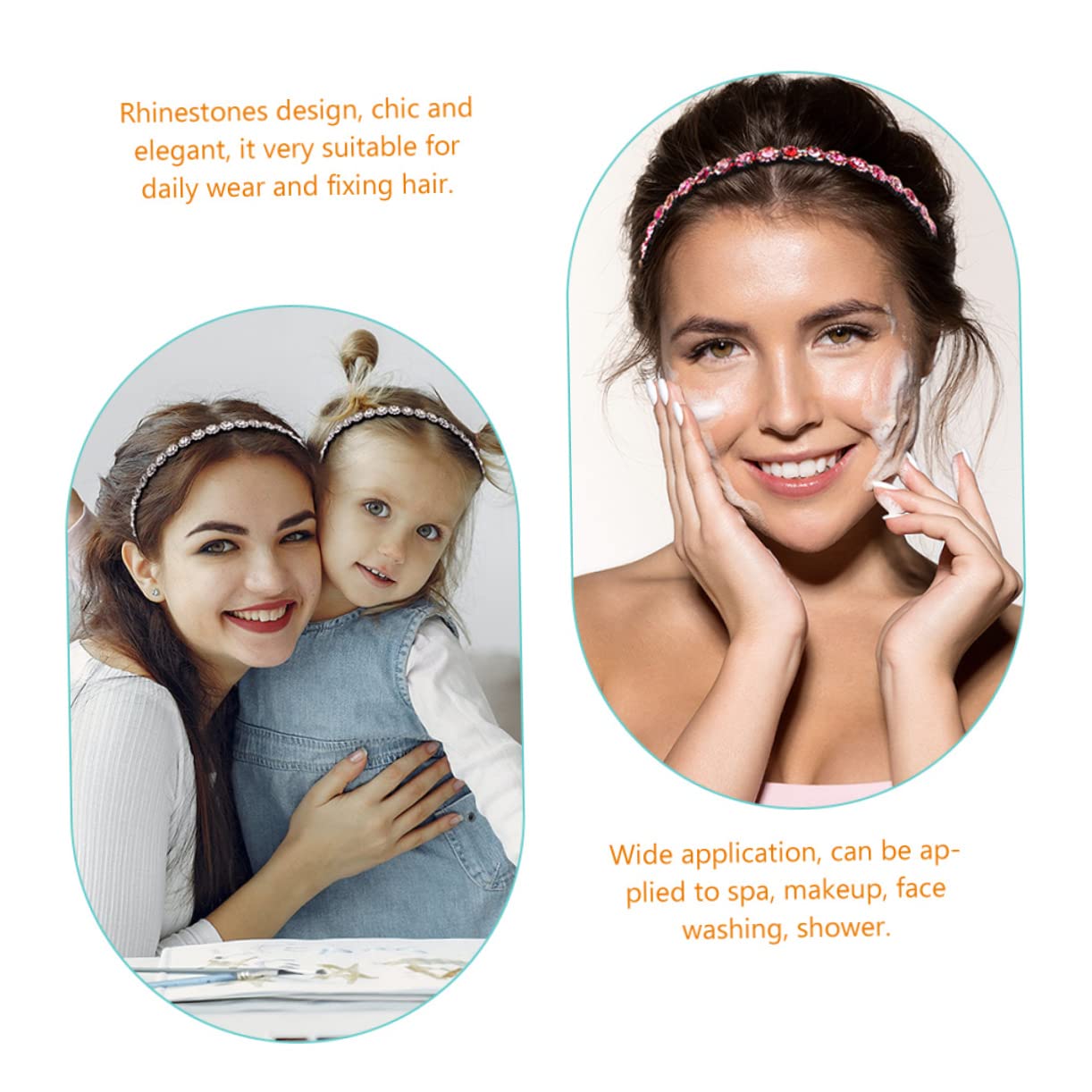 10 Pcs Non-Slip Rhinestone Headbands for Women & Girls - Sparkling Crystal Hair Accessories with Teeth Grip - Perfect for Workouts, Yoga, Parties and Daily Styling
