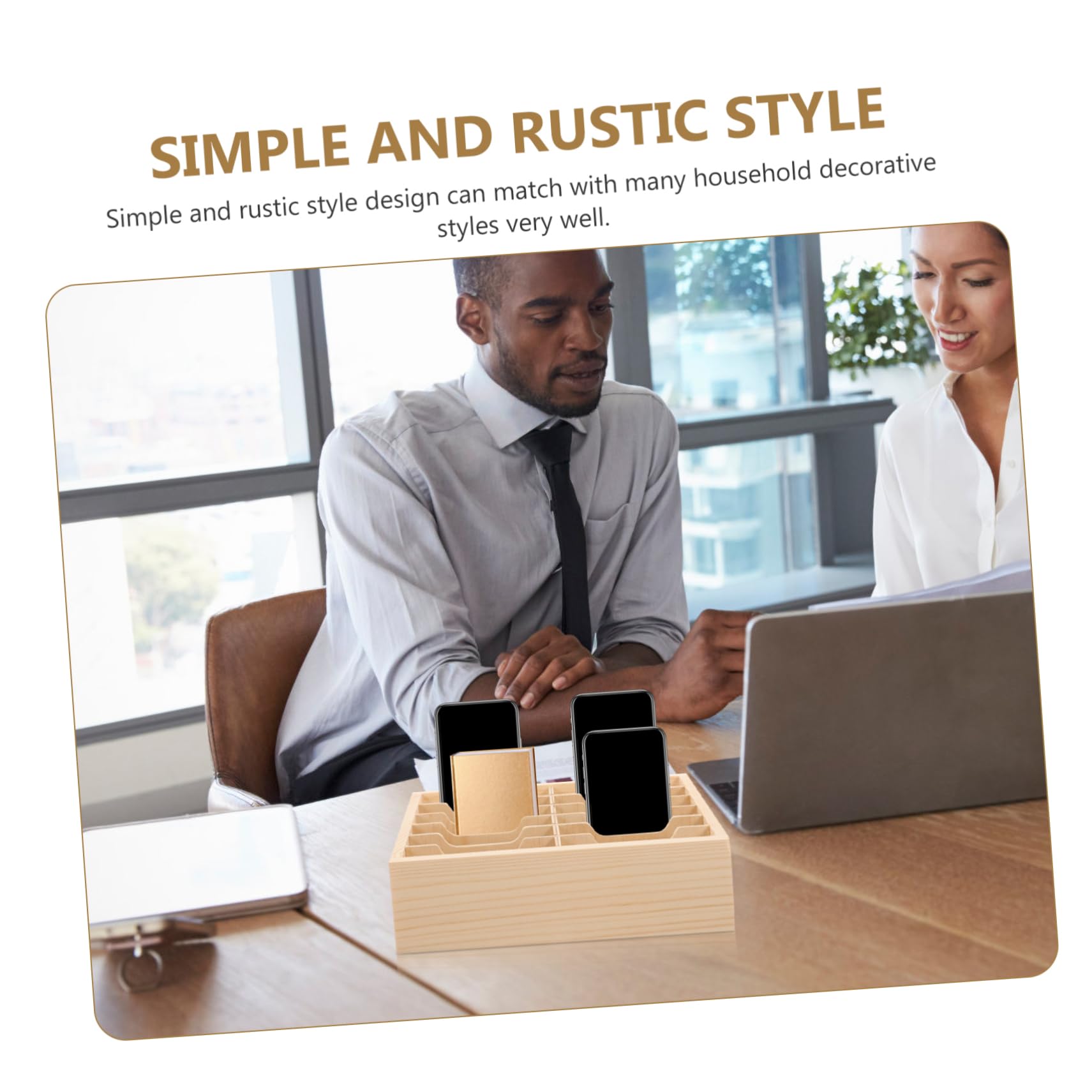 CANIGHT Wooden Phone Organizer Box - Stylish Mobile Phone Display Shelf with Cubes | Perfect for Home, Office, and Retail Store Organization