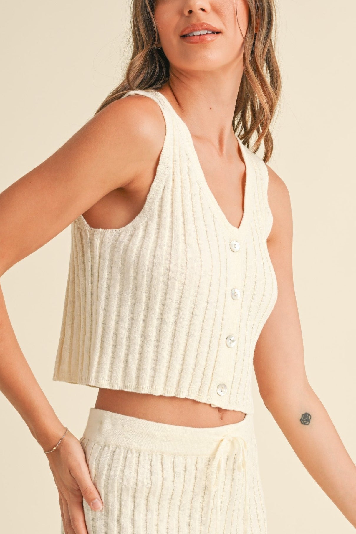 Women's Ribbed Knit Tank Top in Cream | Soft Stretchy Casual Summer Tops | Perfect for Beach, Yoga & Everyday Wear