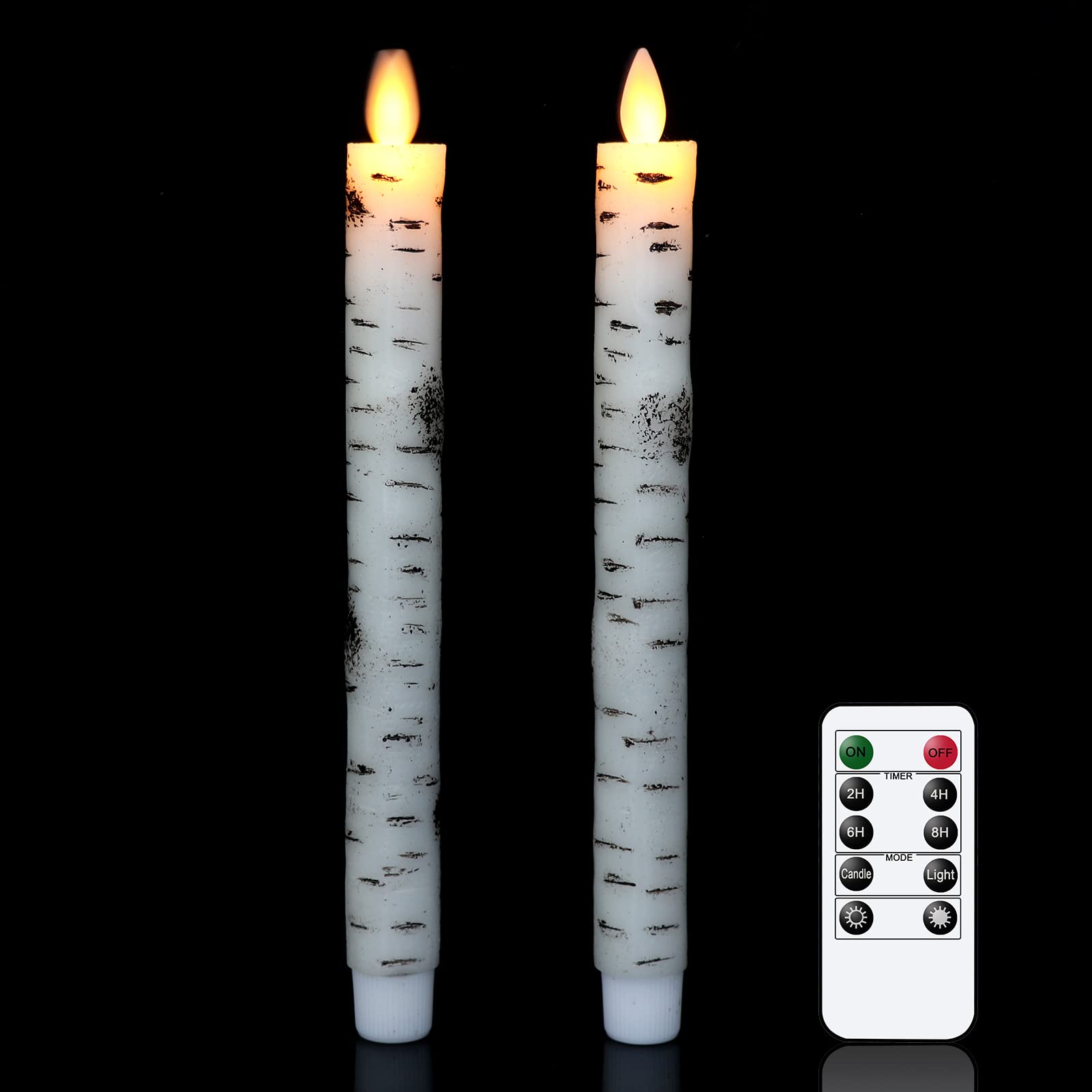 Flameless Flickering Taper Candles with Remote - 2 Pack Ivory for Christmas Decor