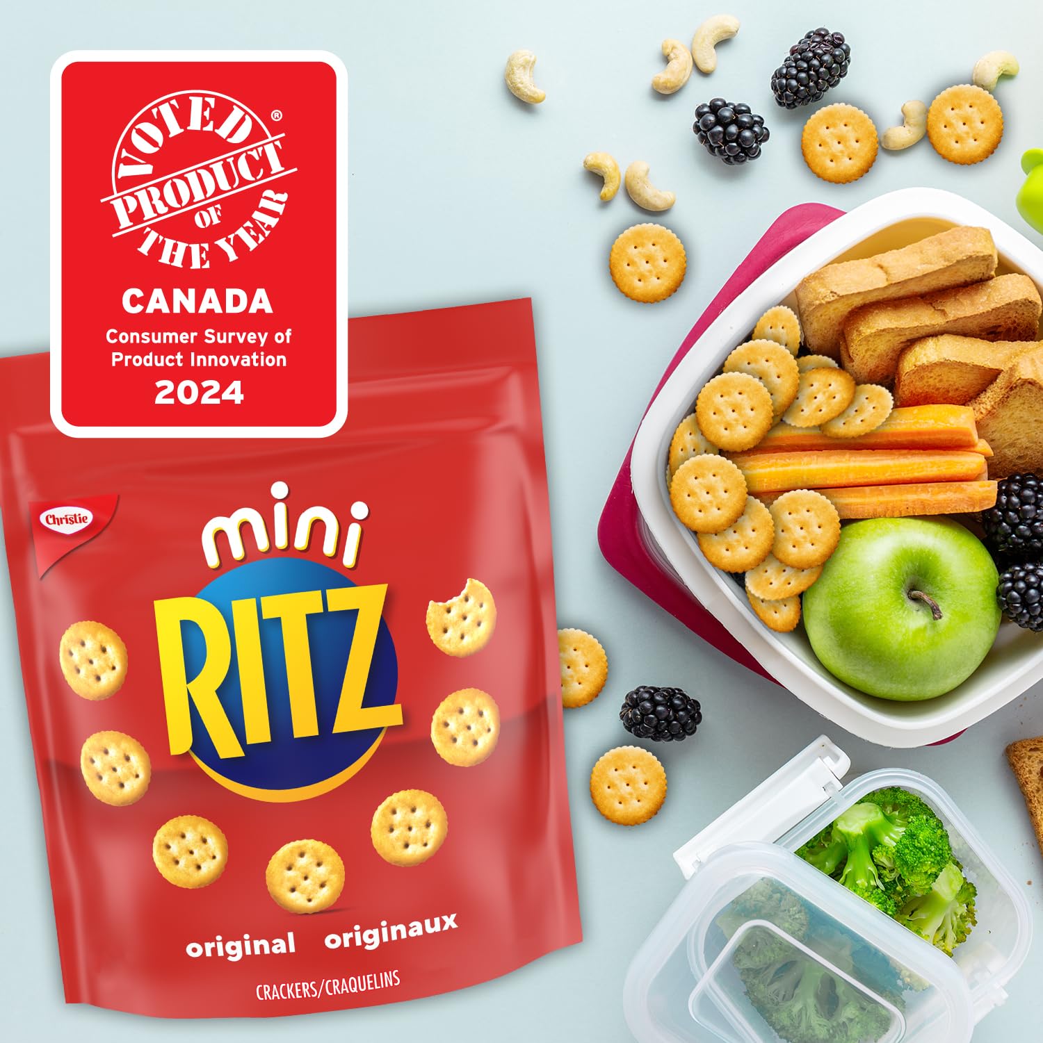 Ritz Mini Crackers Resealable Snack Packs - 180g (6.35oz) - Perfect for School Lunches, Office Snacks & On-the-Go Treats
