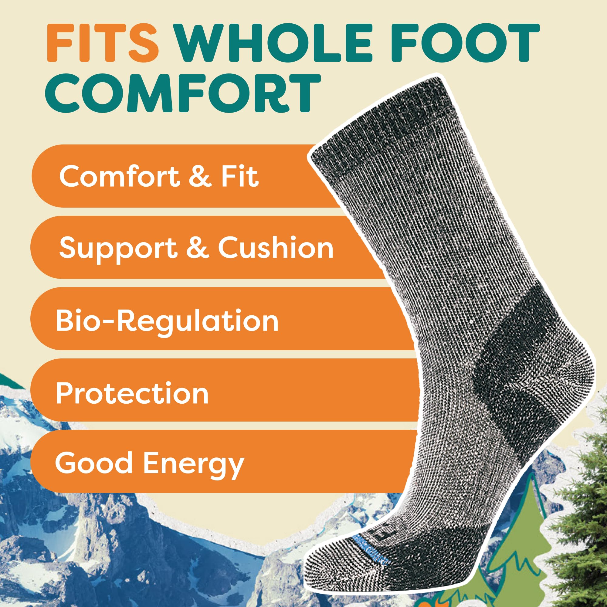 FITS Medium Rugged Crew Socks for Men & Women - Merino Wool, Breathable, Odor-Resistant, Durable Comfort Socks - Perfect for Hiking, Outdoor Activities & Daily Wear