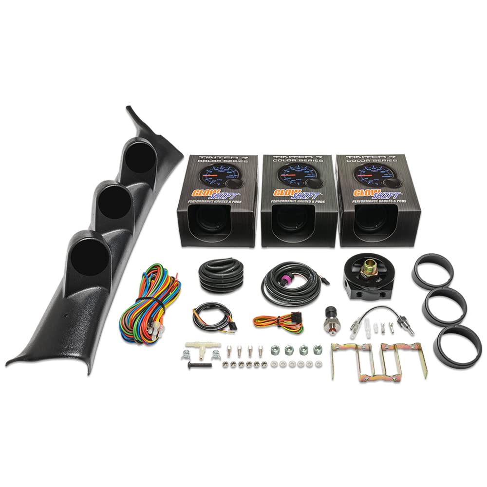 GlowShift 7-Color Tinted Triple Gauge Set for Subaru Impreza WRX STI 2008-2014 - 30 PSI Boost/Vacuum, 100 PSI Oil Pressure & Temperature Gauges with Black Pillar Pod - Perfect for Performance Monitoring & Engine Protection